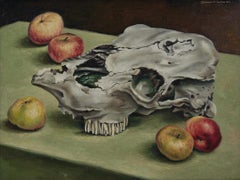 Still Life with Apples and Skull, Figurative Oil Painting by Ohio Artist