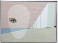 The Gold Coast, Mid-Century Pastel Pink & Green Painting of Ovoid, Miami