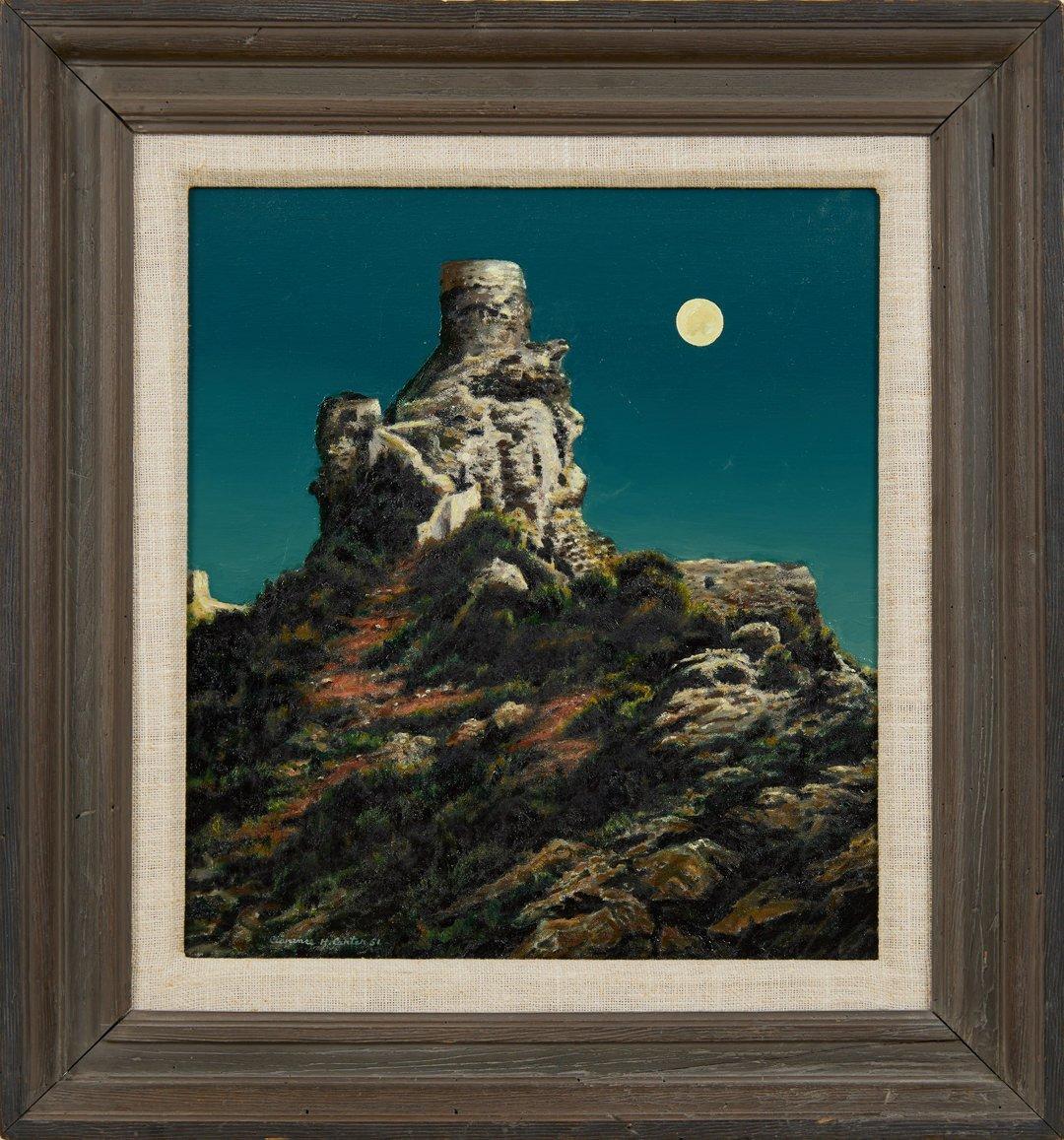 Torre di Tiberio, Torre de Tiberio, Capri, Italia Paisaje, Escuela de Cleveland - Painting de Clarence Holbrook Carter