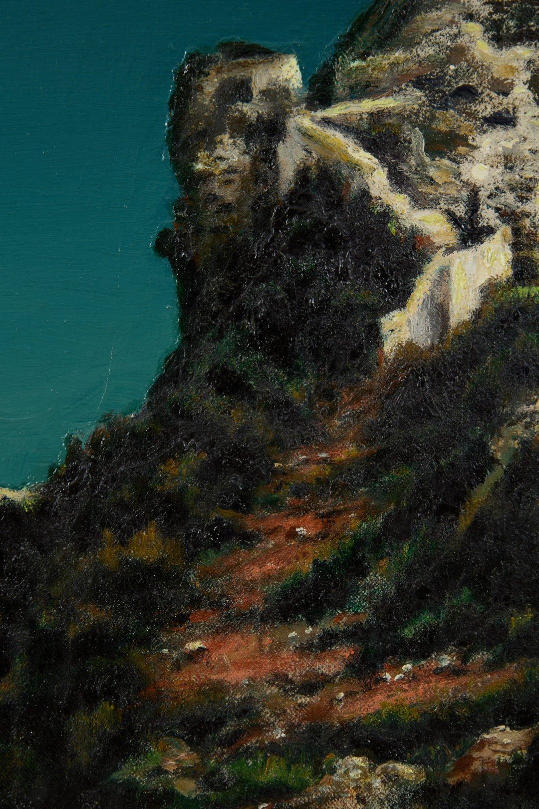 Torre di Tiberio, Torre de Tiberio, Capri, Italia Paisaje, Escuela de Cleveland - Figurative Painting Negro de Clarence Holbrook Carter