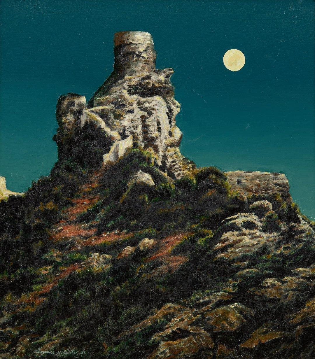 Figurative Painting de Clarence Holbrook Carter - Torre di Tiberio, Torre de Tiberio, Capri, Italia Paisaje, Escuela de Cleveland