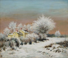 Winter Landscape w/ House & Field, Mid-20th Century Cleveland School Artist