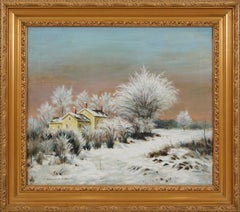 Winter Landscape w/ House & Field, Mid-20th Century Cleveland School Artist