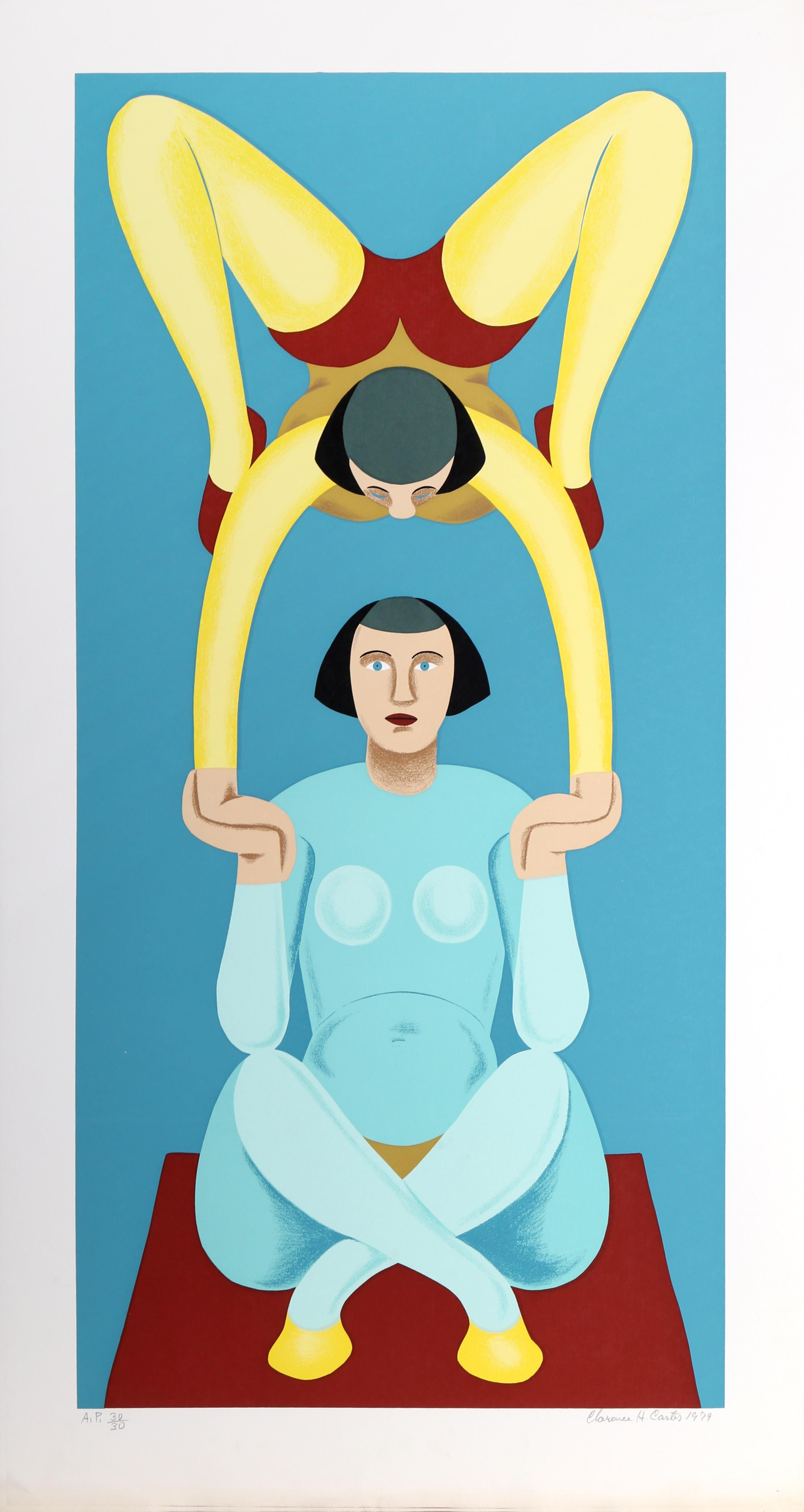 Clarence Holbrook Carter Figurative Print – Signierter moderner Siebdruck „Acrobats“ von Clarence Carter