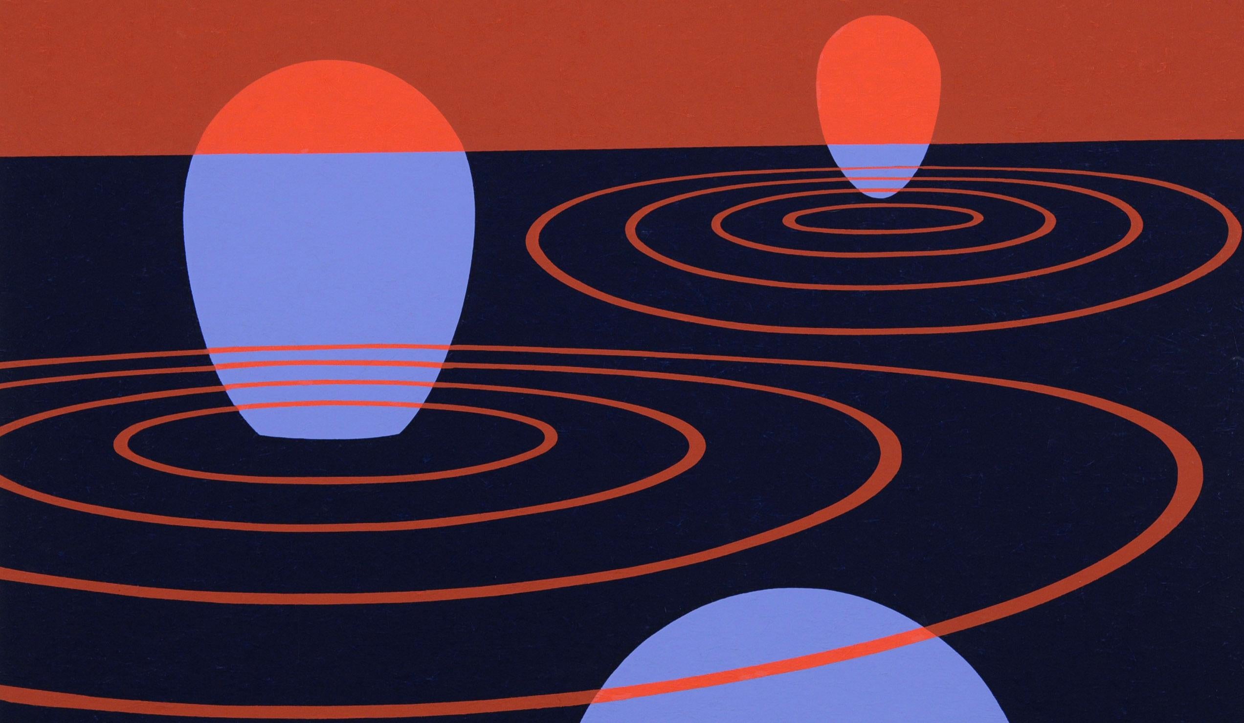 Blue and Red Space - Op Art Print by Clarence Holbrook Carter