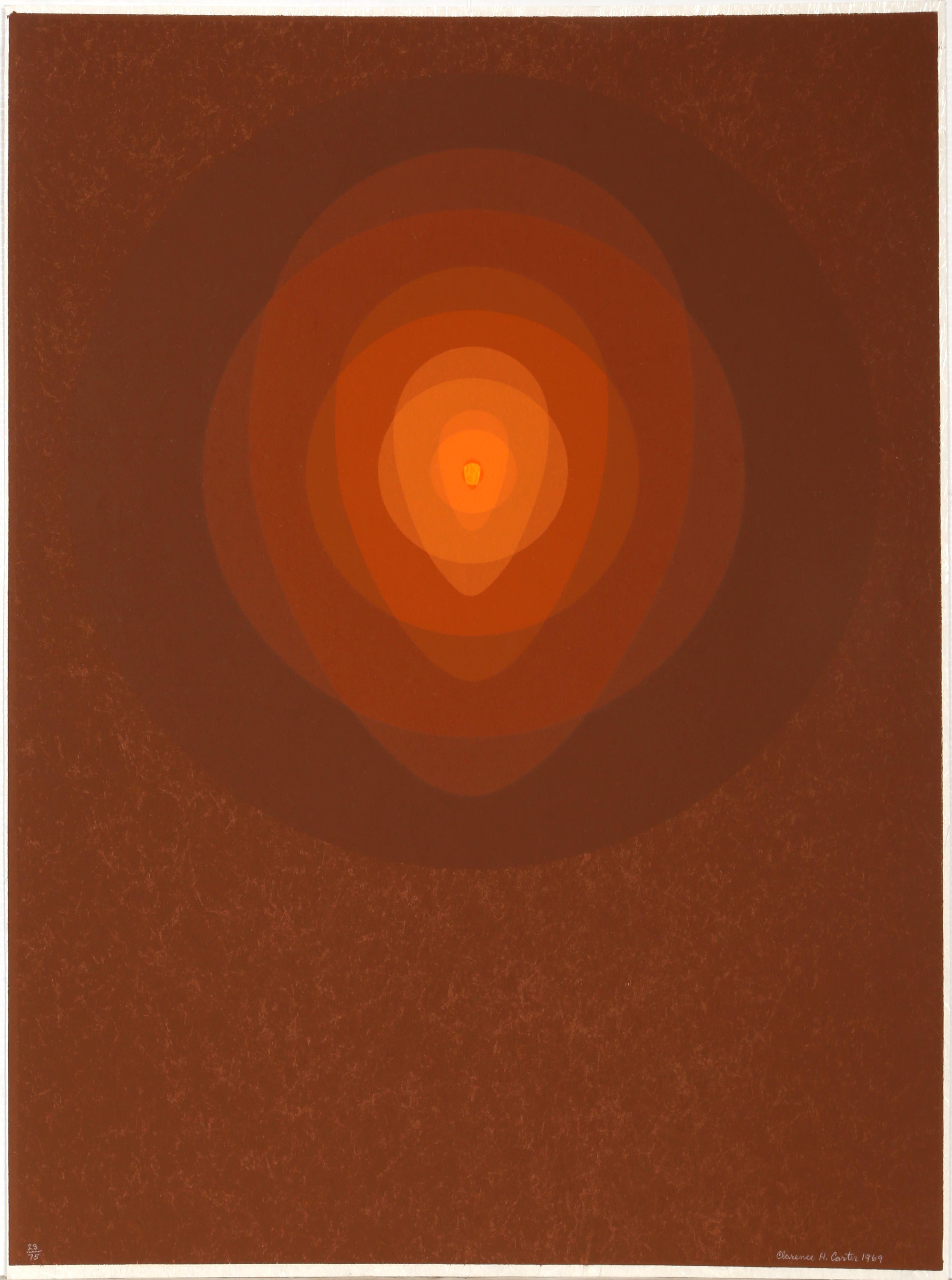 Artist: Clarence Holbrook Carter, American (1904 - 2000)
Title: Brown Mandala
Year: 1969
Medium:	Silkscreen on Heavy Hand-made paper, signed and numbered in pencil
Edition:	75
Paper Size:	30 x 22 inches