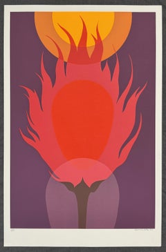 Burning Bush signé 1978 Sérigraphie à édition limitée signée