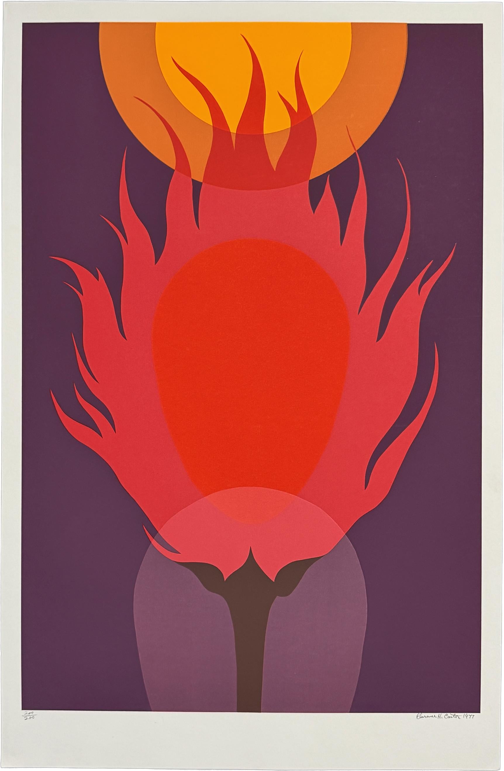 Clarence Holbrook Carter Abstract Print - Burning Bush Signed 1978 Signed Limited Edition Screenprint