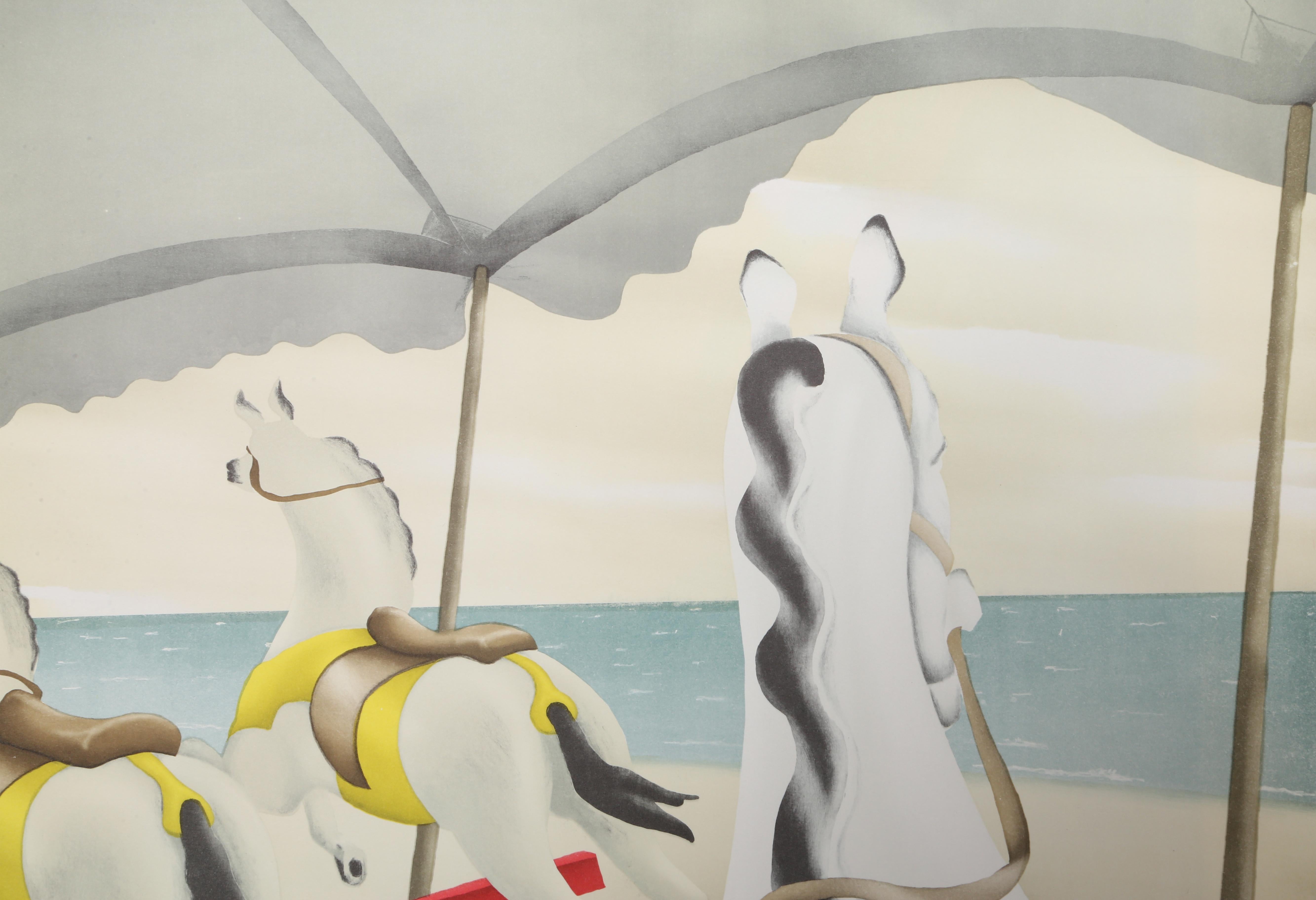 Carousel by the Sea, Signed Lithograph by Clarence Carter - Print by Clarence Holbrook Carter