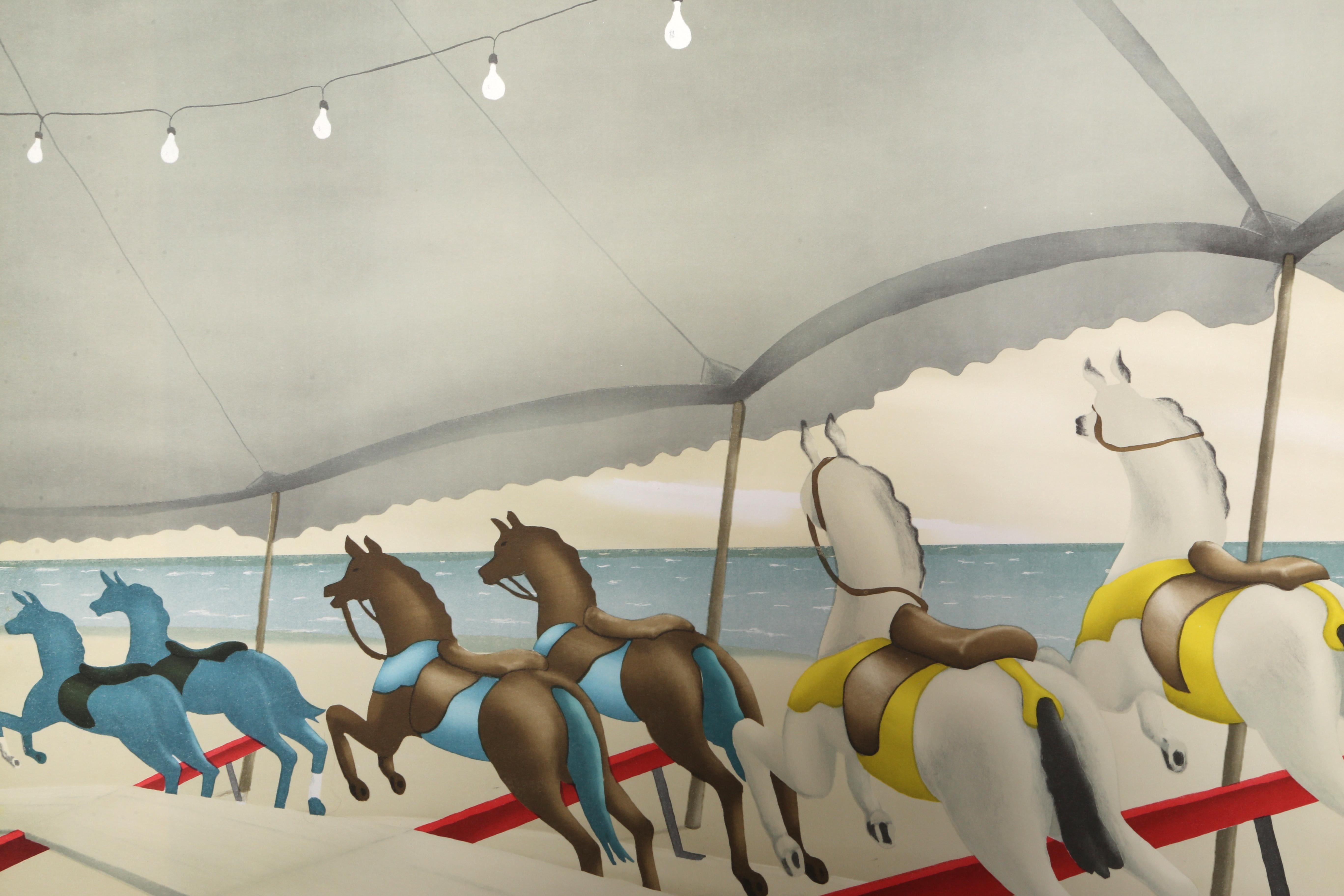 Carousel by the Sea, Signed Lithograph by Clarence Carter - American Modern Print by Clarence Holbrook Carter