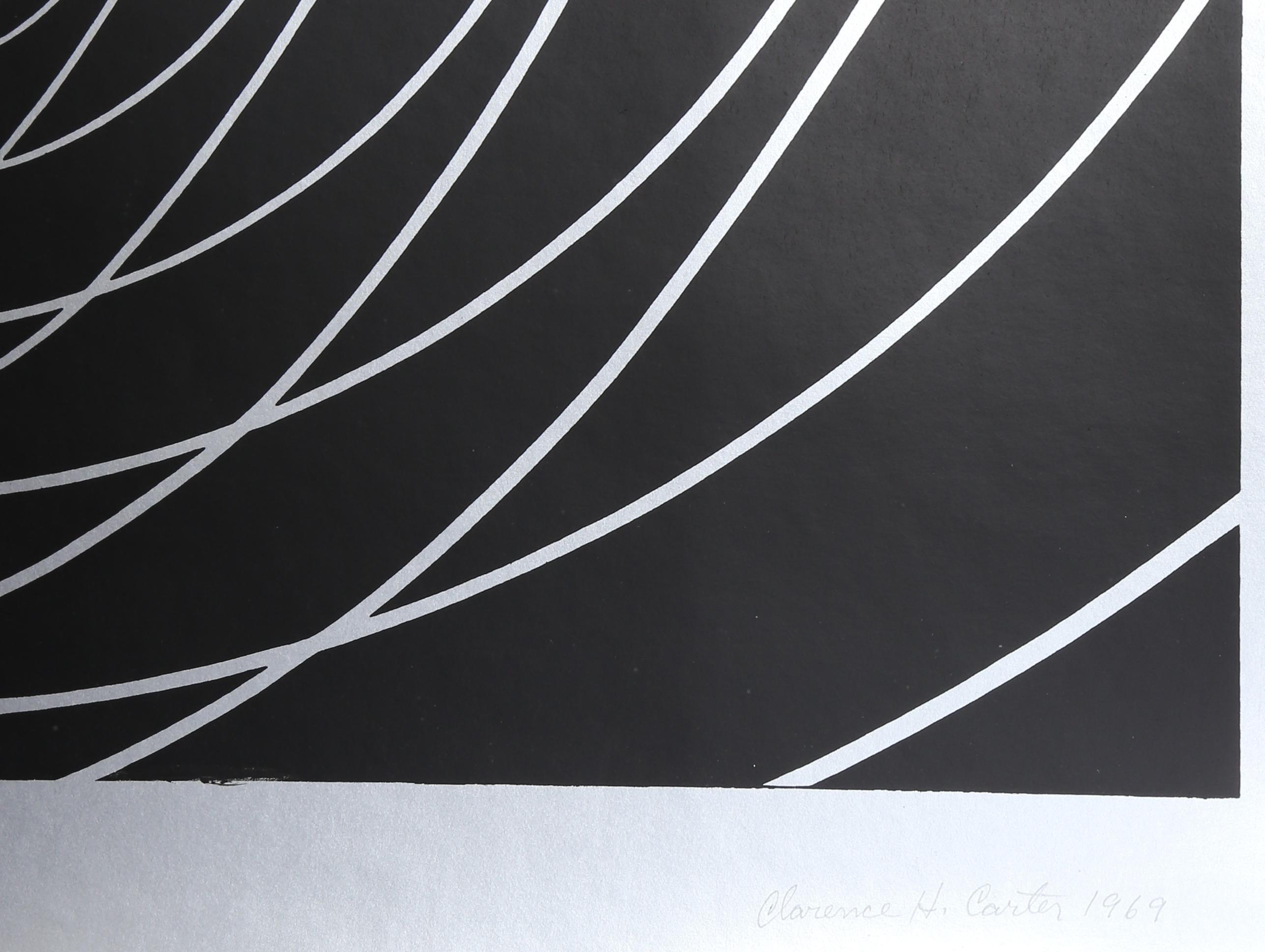 Artist: Clarence Holbrook Carter, American (1904 - 2000)
Title: Concentric Space (Silver)
Year: 1969
Medium: Silkscreen on foil paper, signed and numbered in pencil
Edition: 50
Image Size: 23.5 x 19.5 inches
Size: 25 x 20 in. (63.5 x 50.8 cm)