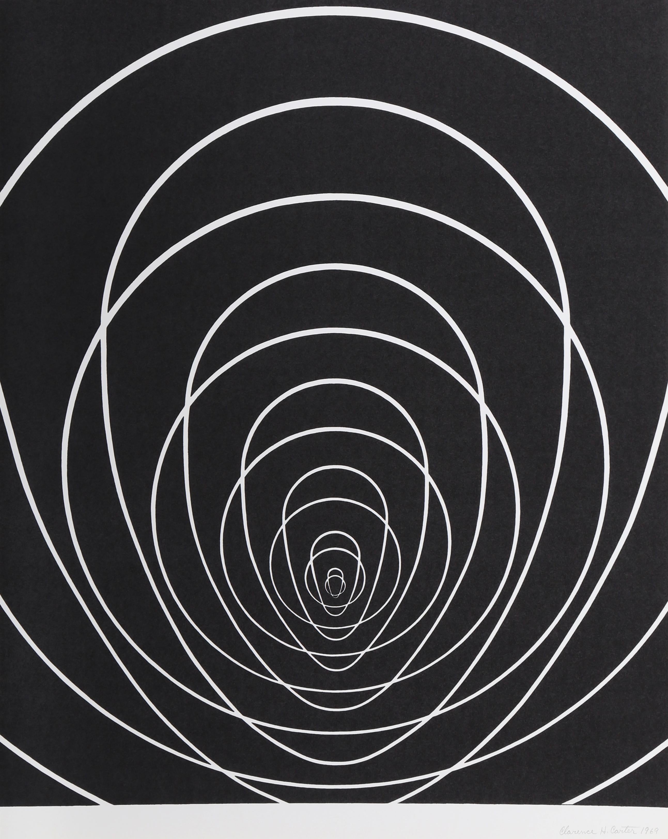 Clarence Holbrook Carter Abstract Print - Concentric Space (White), Signed Screenprint by Clarence Carter