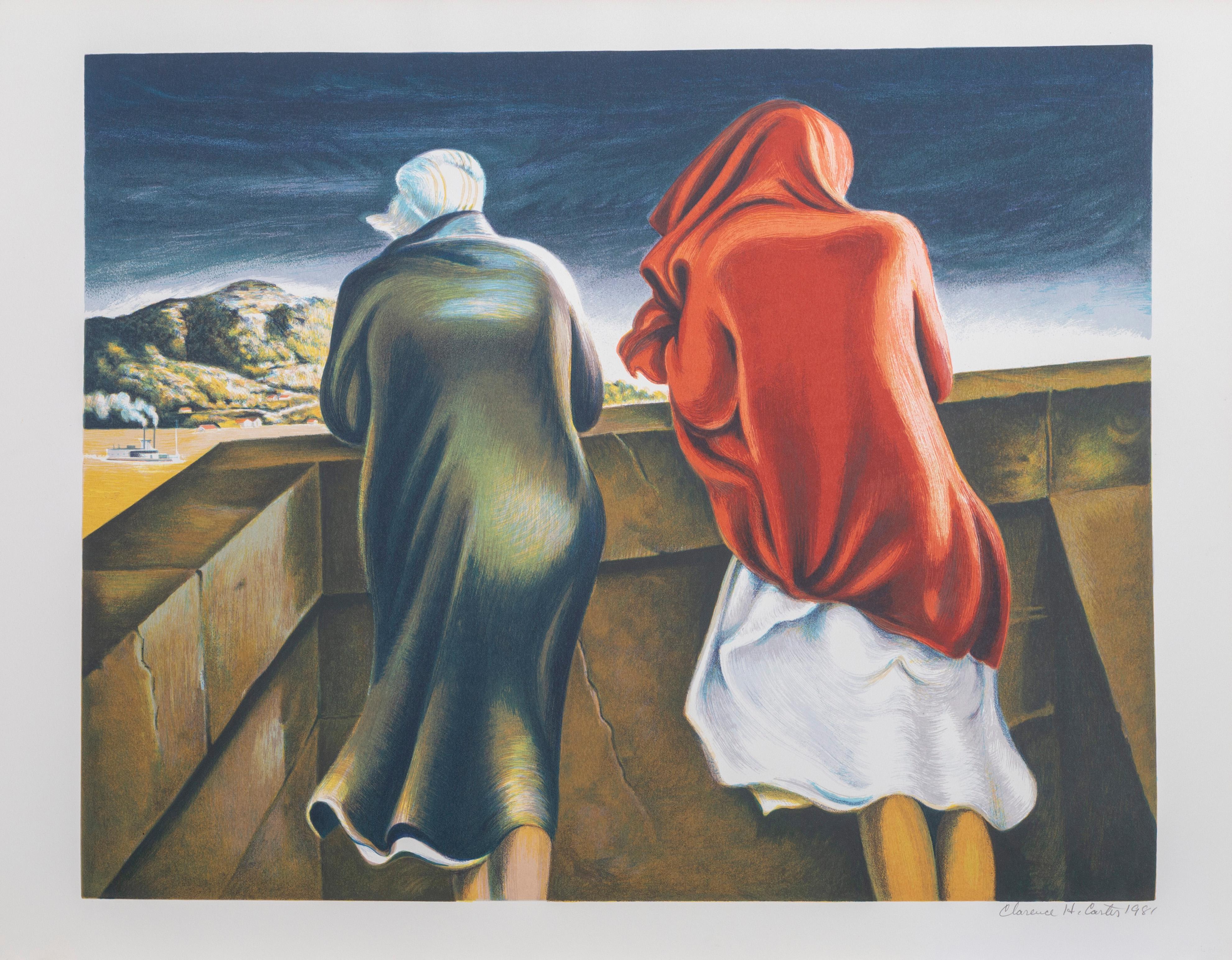 Down by the River, Signed Lithograph by Clarence Carter
