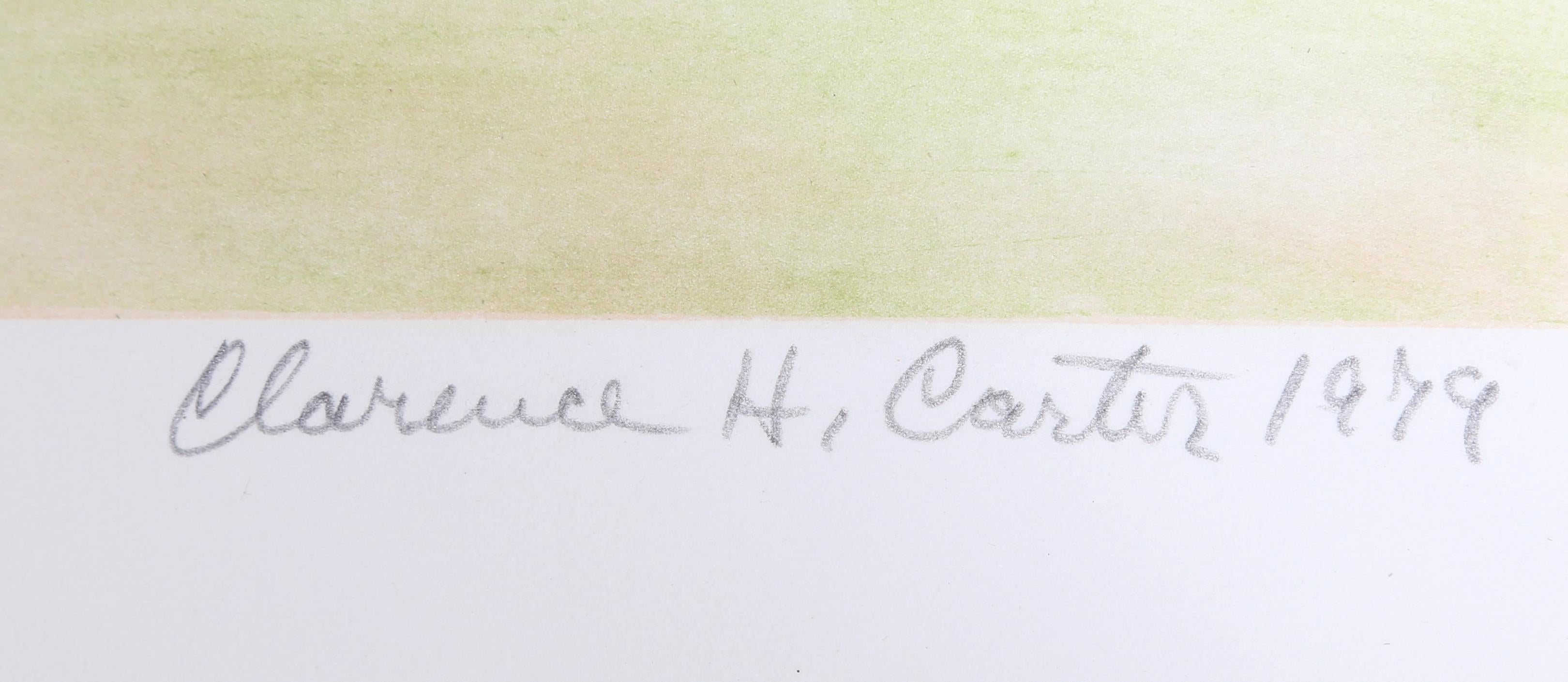 Paisaje de principios de primavera, litografía firmada por Clarence Carter - Print de Clarence Holbrook Carter