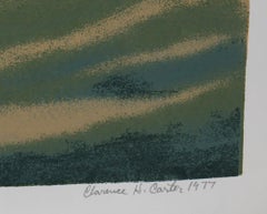 Eschatos #23, serigrafia di paesaggio surrealista di Clarence Holbrook Carter