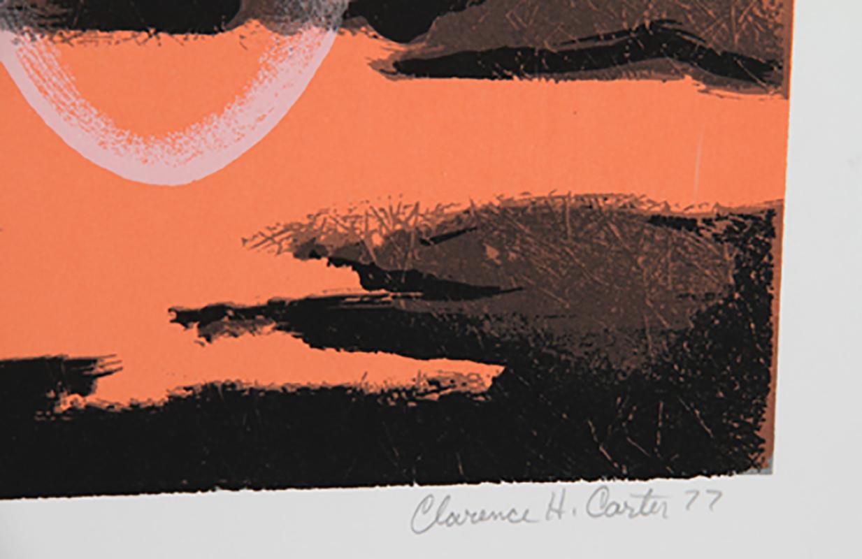 Eschatos #28, Surreal Landscape Serigraph by Clarence Carter - Print by Clarence Holbrook Carter