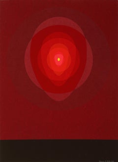 Mandala rojo, OP Art Serigrafía de Clarence Carter 1969