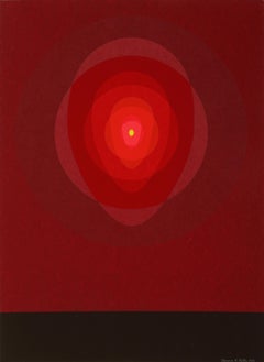 Red Mandala, OP Art Silkscreen by Clarence Carter 1969