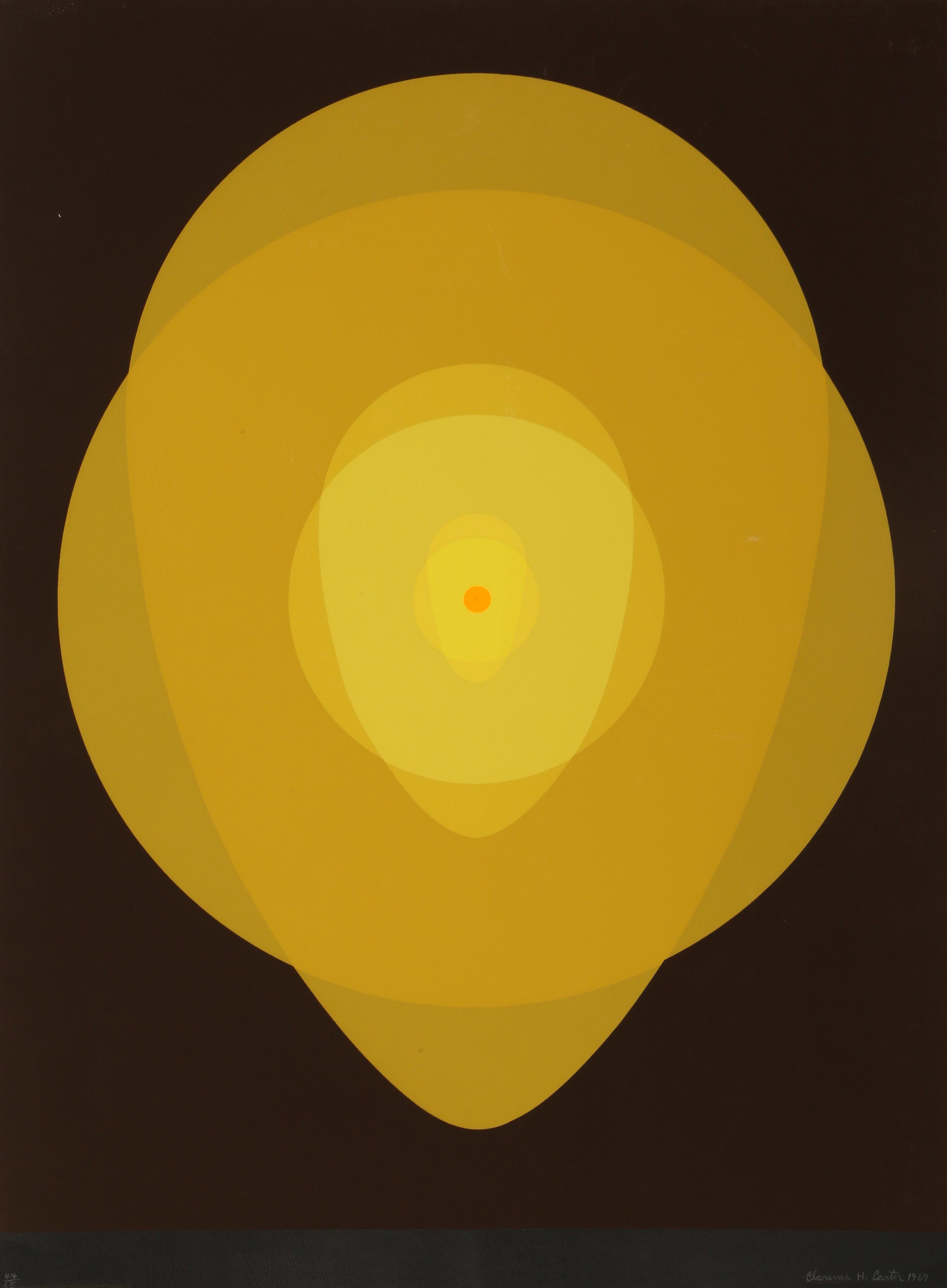 Artist: Clarence Holbrook Carter, American (1904 - 2000)
Title:	Untitled - Yellow Mandala 
Year:	1970
Medium:	Silkscreen, signed and numbered in pencil 
Edition:	65
Paper Size: 30 x 22 inches	