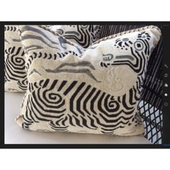 Clarence House Black & White Cut Velvet Down Filled Pillow