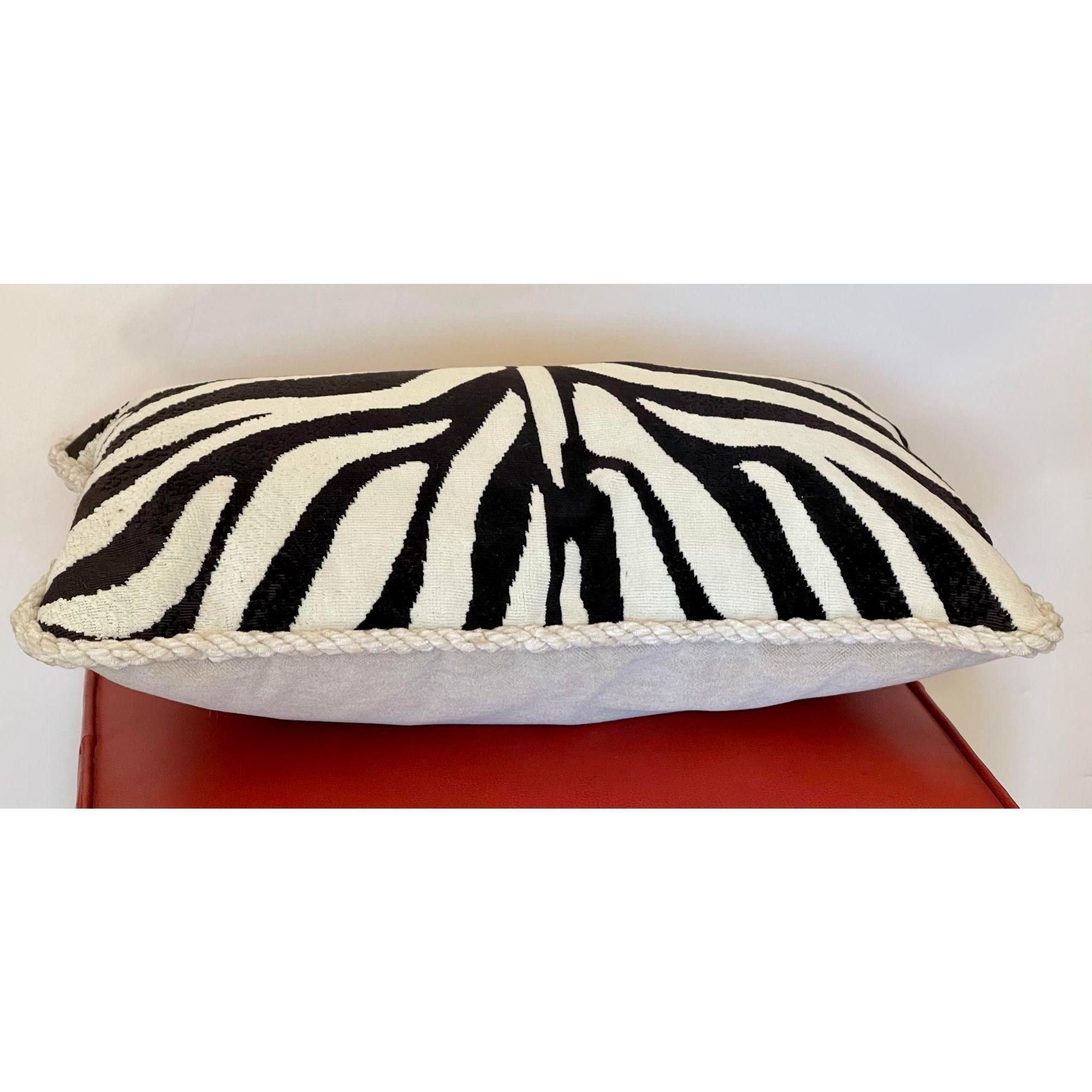Modern Clarence House Cut Velvet & Mihair Down Filled Pillow For Sale