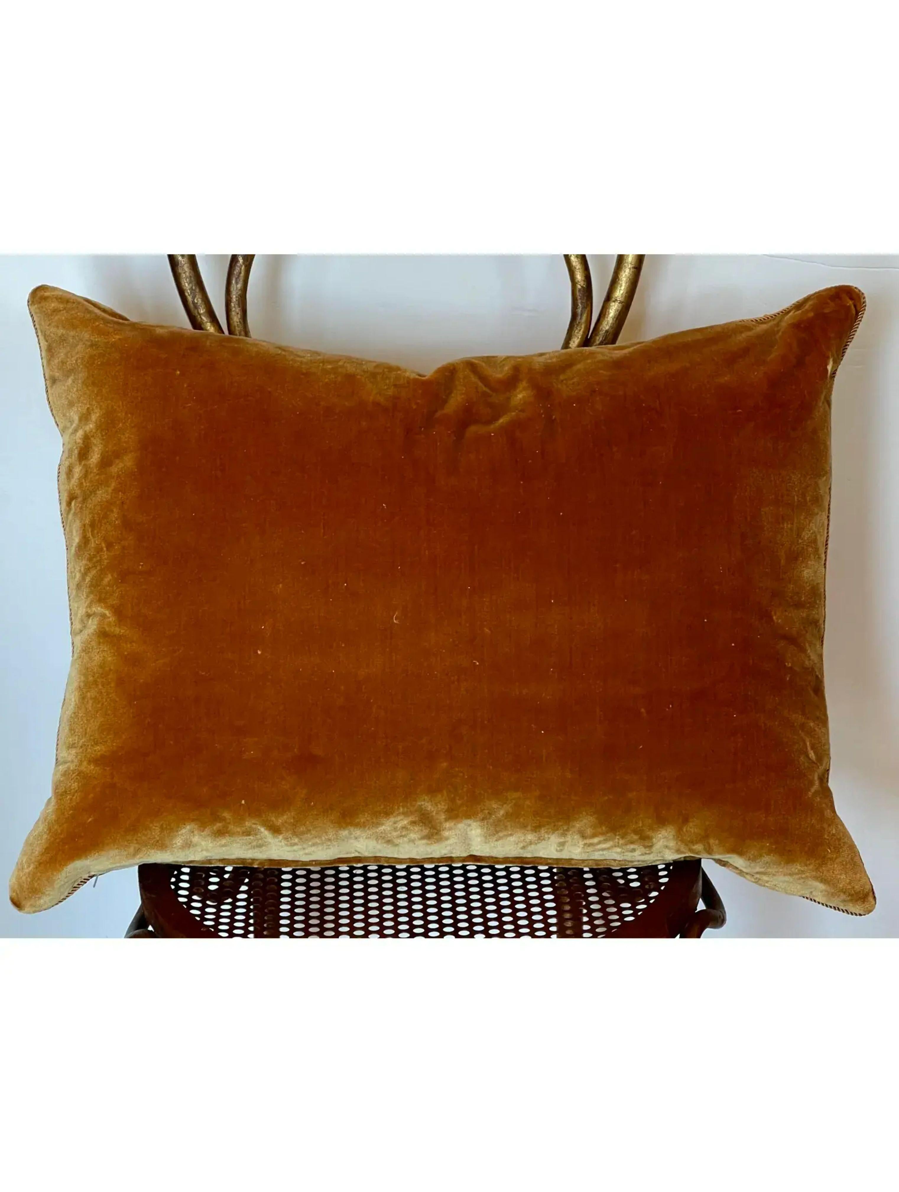 Contemporary Clarence House Tiger Velvet Silk Down Feather Pillow, 2010s