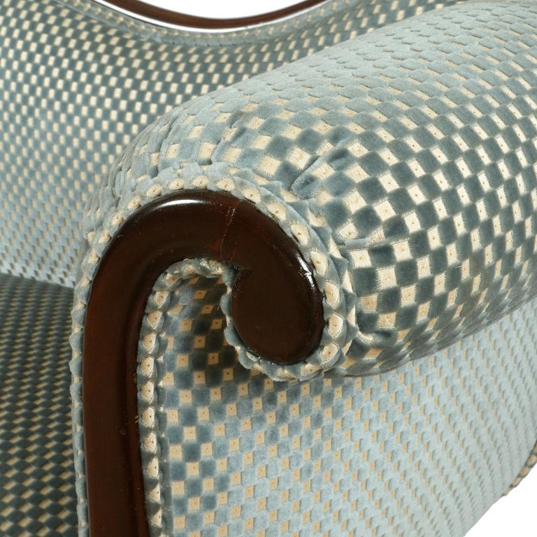 Clarence House Velvet Upholstered Recamier Sofa at 1stDibs