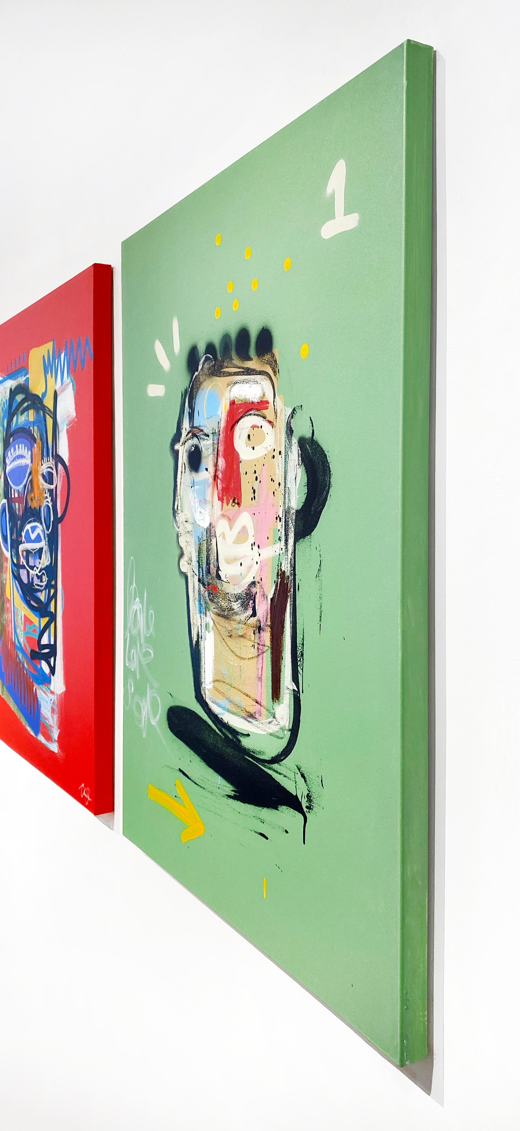 Artist:  James, Clarence
Title:  1 Life
Date:  2024
Medium:  Acrylic, Aerosol, Oil Stick on Canvas
Unframed Dimensions:  40