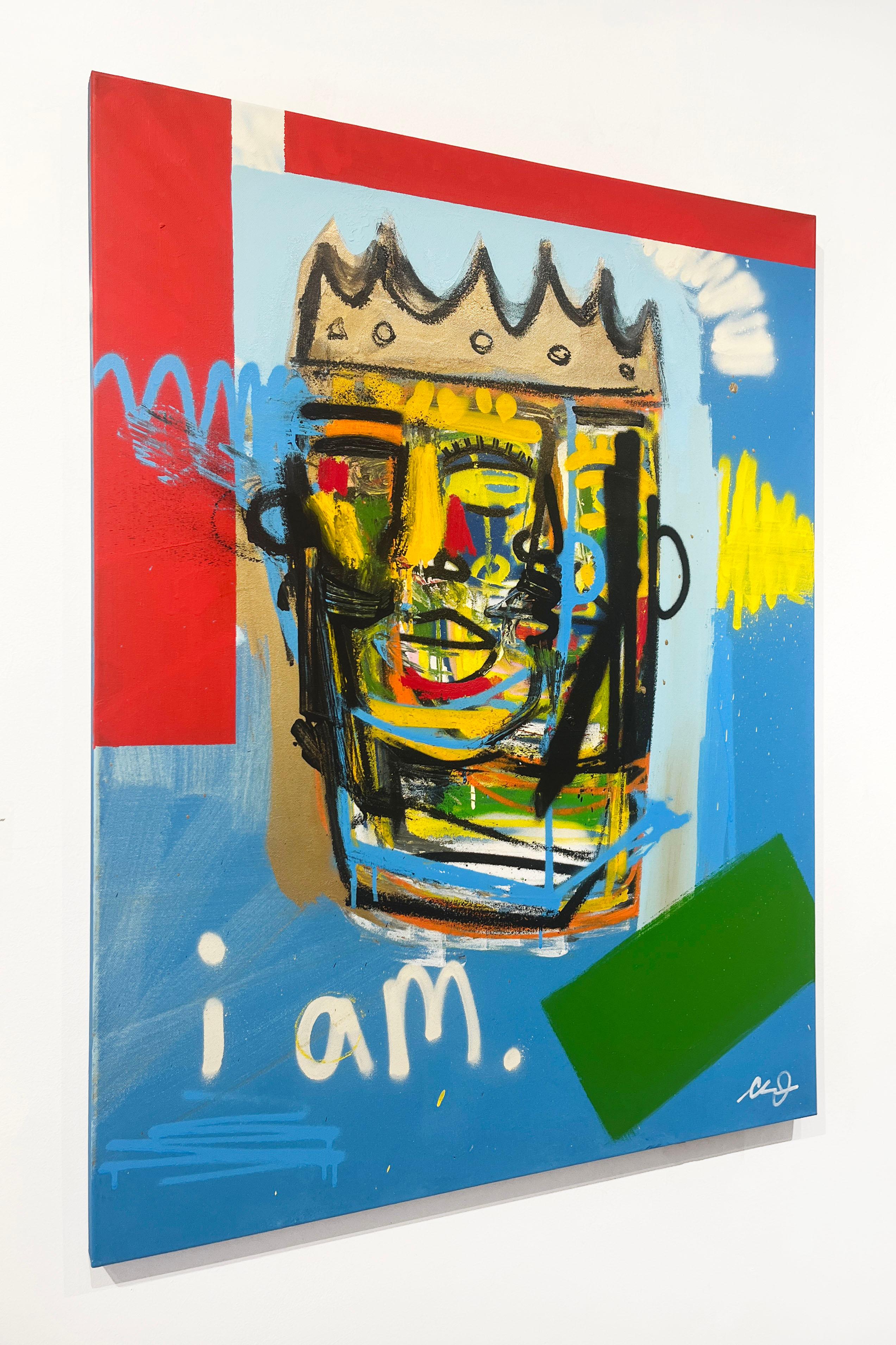 Artist:  James, Clarence
Title:  A King
Date:  2024
Medium:  Acrylic, Aerosol, Oil Stick on Canvas
Unframed Dimensions:  40
