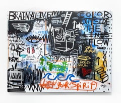 Clarence James "Brain Alive" peinture sur toile