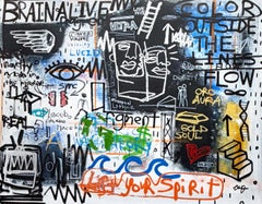 Clarence James "Brain Alive" peinture sur toile