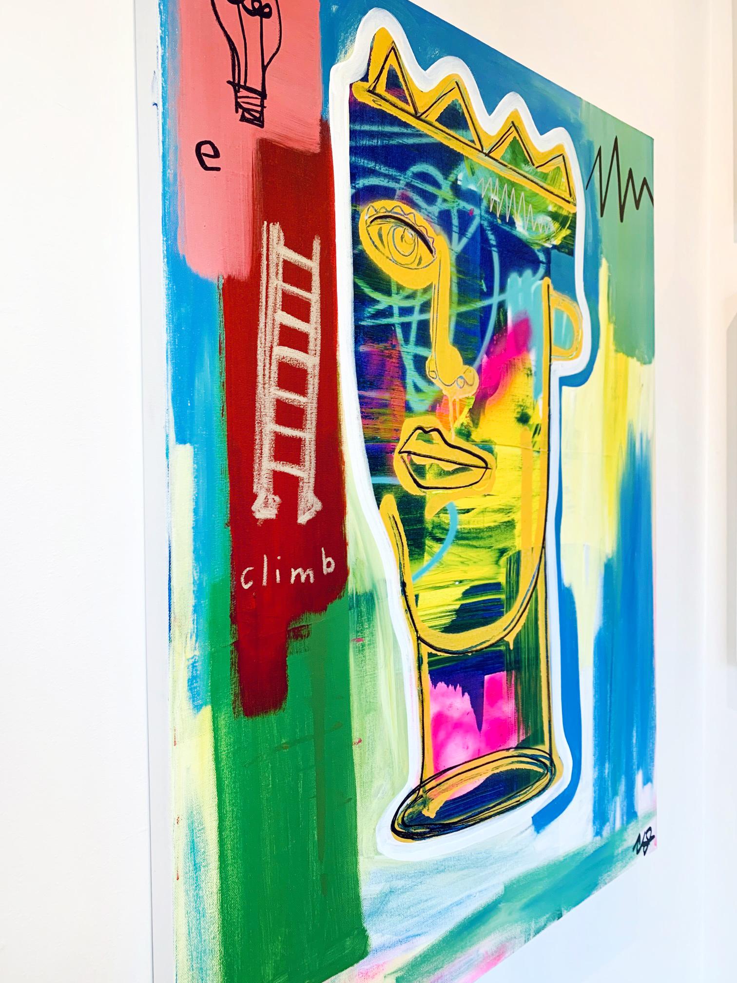 Artist:  James, Clarence
Title:  Climb’r
Date:  2021
Medium:  Acrylic, aerosol, oil stick on canvas
Unframed Dimensions:  40