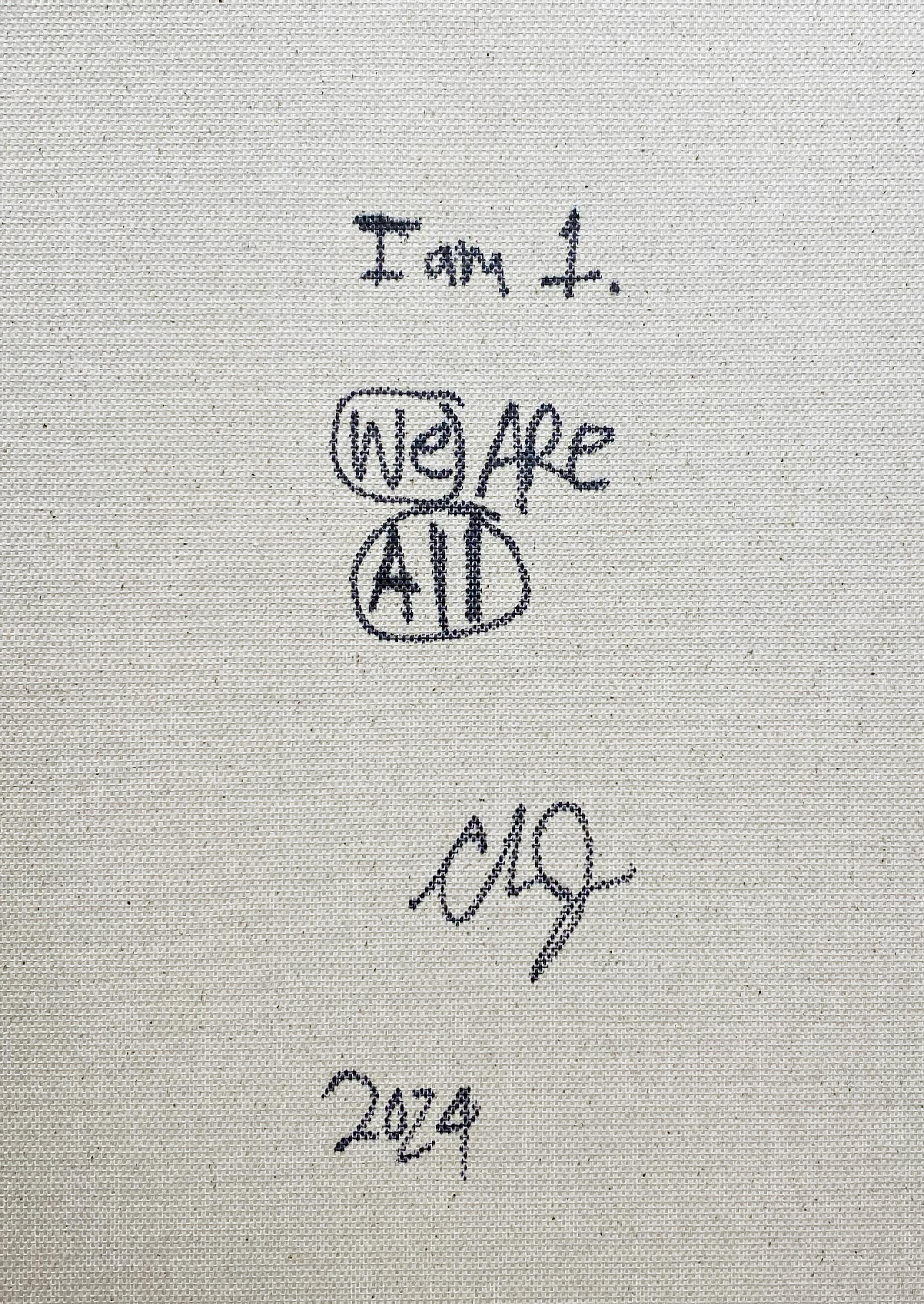 Künstler:  James, Clarence
Titel:  Ich bin 1. Wir sind alle
Datum:  2024
Medium:  Acryl, Aerosol, Ölstift auf Leinwand
Ungerahmt Abmessungen:  40
