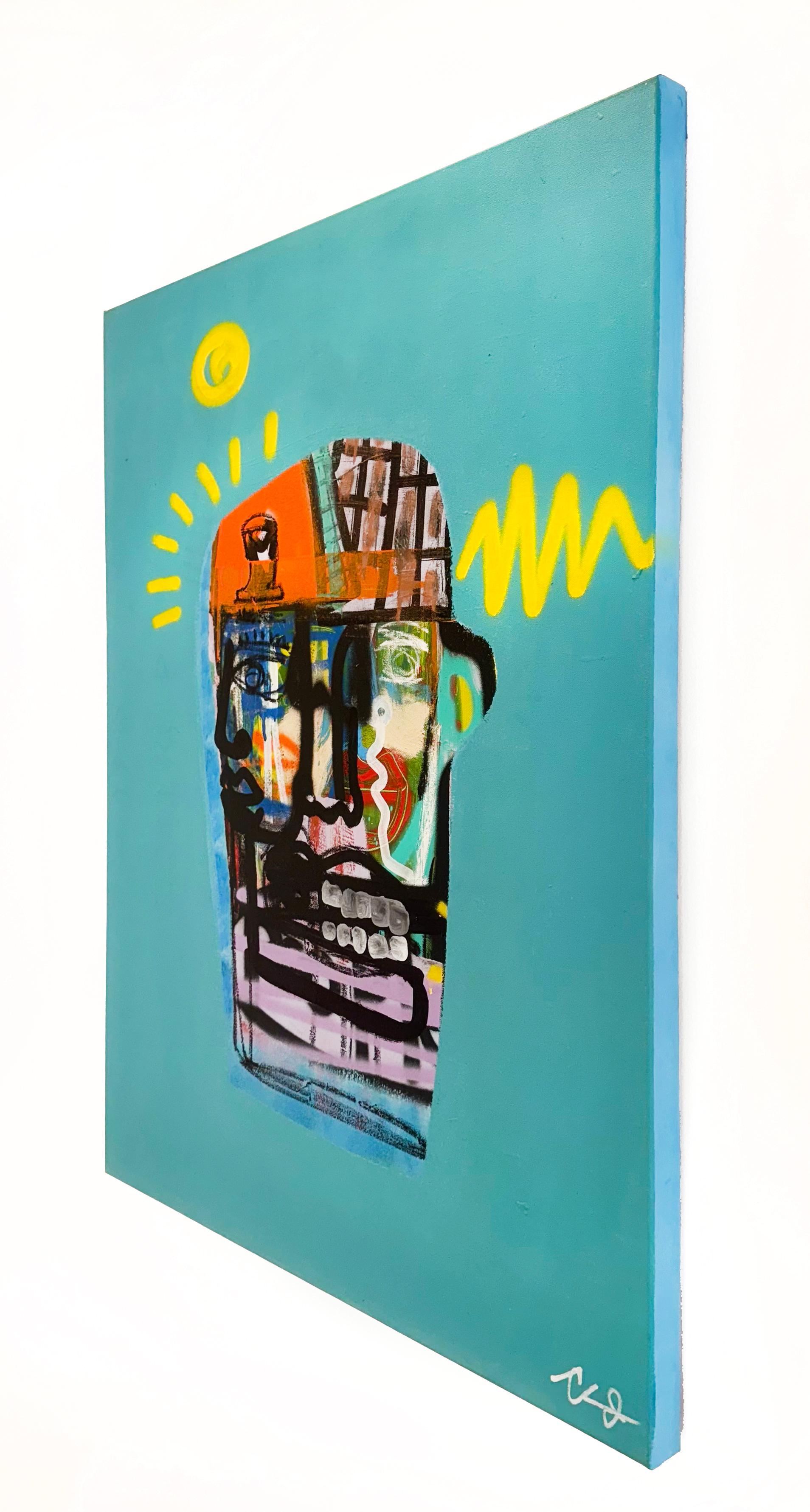 Artist:  James, Clarence
Title:  Khonsu/Cronus
Date:  2024
Medium:  Acrylic, Aerosol, Oil Stick on Canvas
Unframed Dimensions:  40
