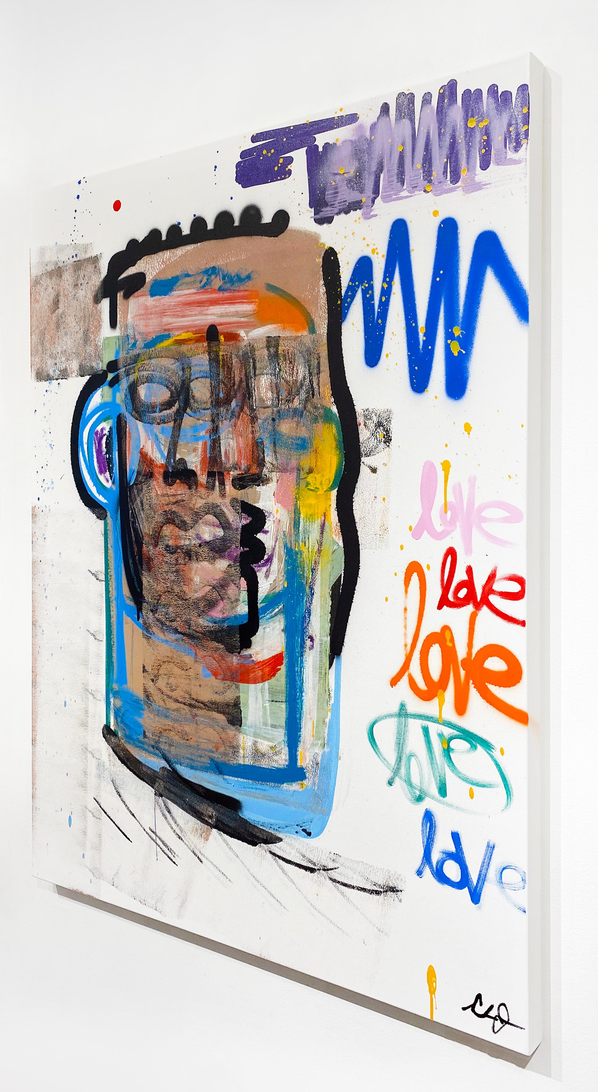 Love -Topia - Gray Figurative Painting by Clarence James