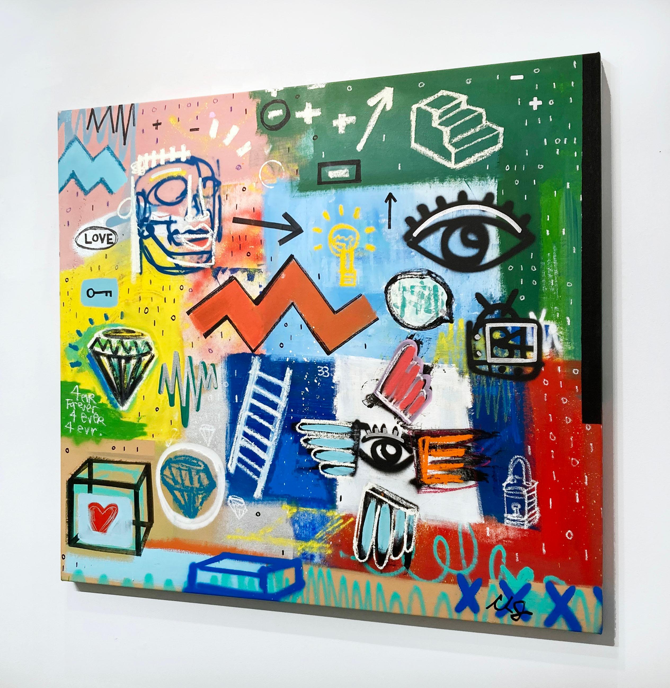 Artist:  James, Clarence
Title:  Untitled 
Date:  2023
Medium:  Acrylic, Aerosol, Oil Stick on Canvas
Unframed Dimensions:  49