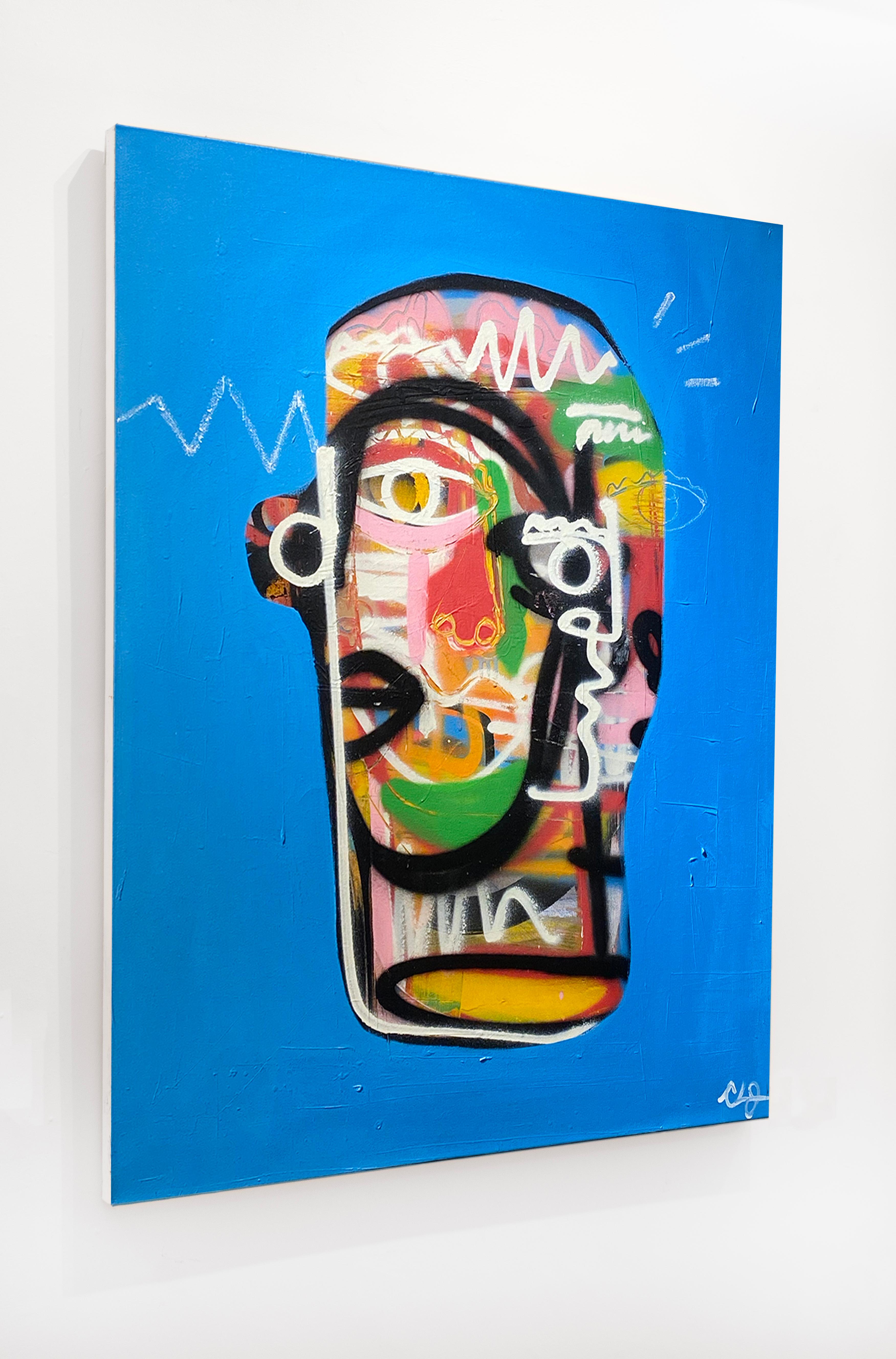 Artist:  James, Clarence
Title:  We All Live 
Date:  2022
Medium:  Acrylic, Aerosol, Oil Stick on Canvas
Unframed Dimensions:  40
