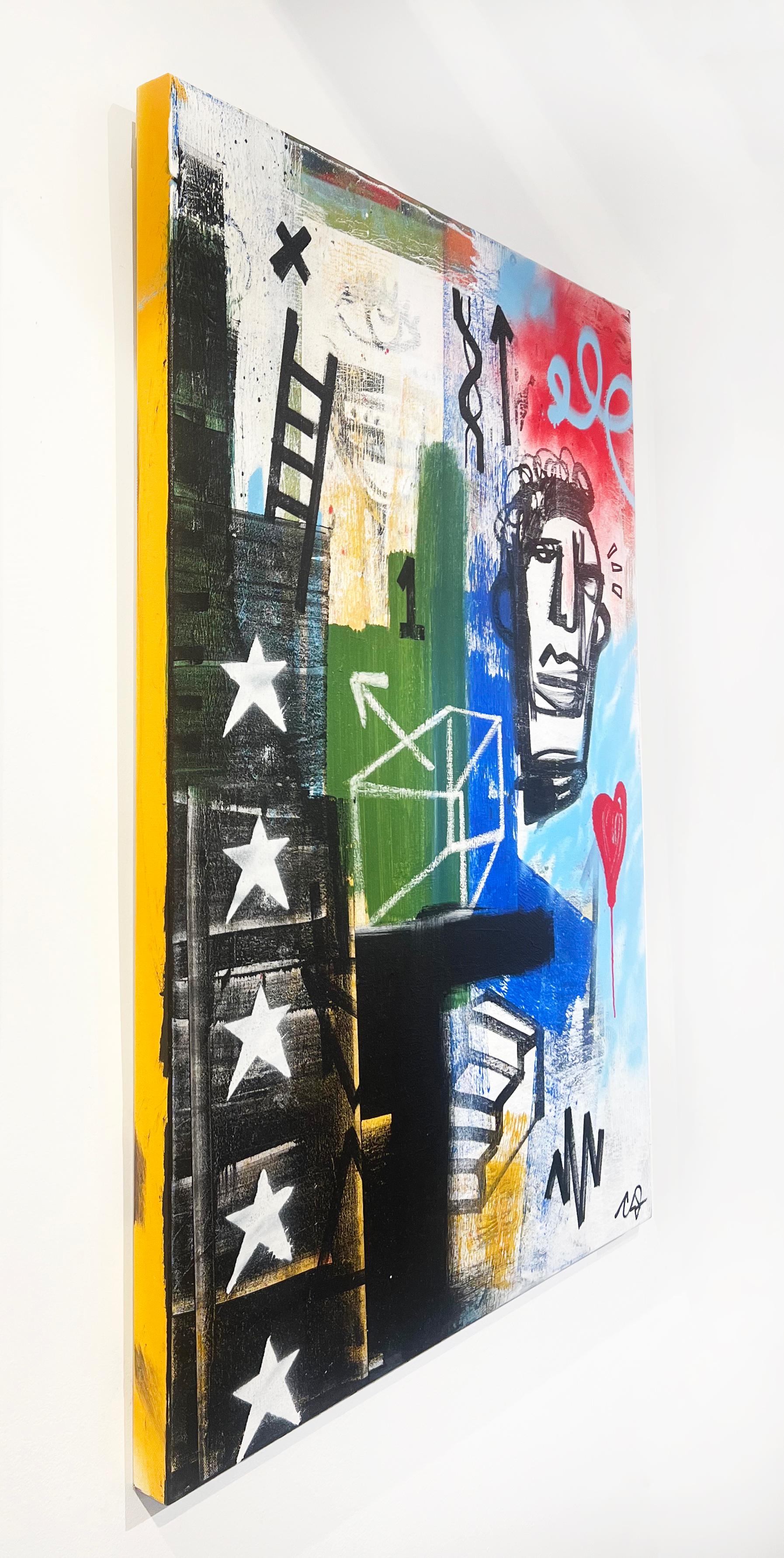 Artist:  James, Clarence
Title:  World Cup
Date:  2025
Medium:  Acrylic, Aerosol, Oil Stick on Canvas
Unframed Dimensions:  40