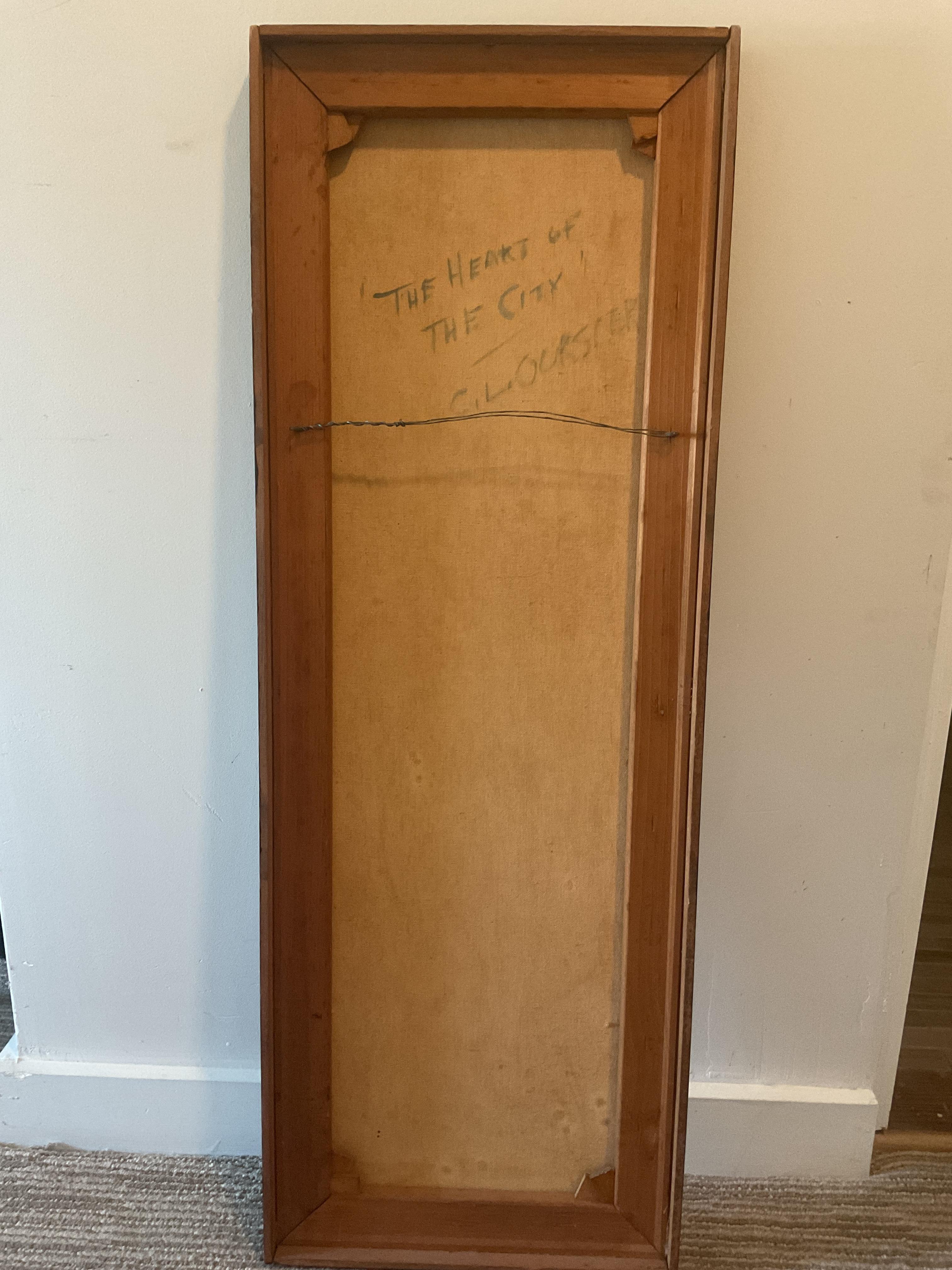 Powerful 1957 Modern Urban Abstract by Baltimore Artist - unusual vertical shape For Sale 1