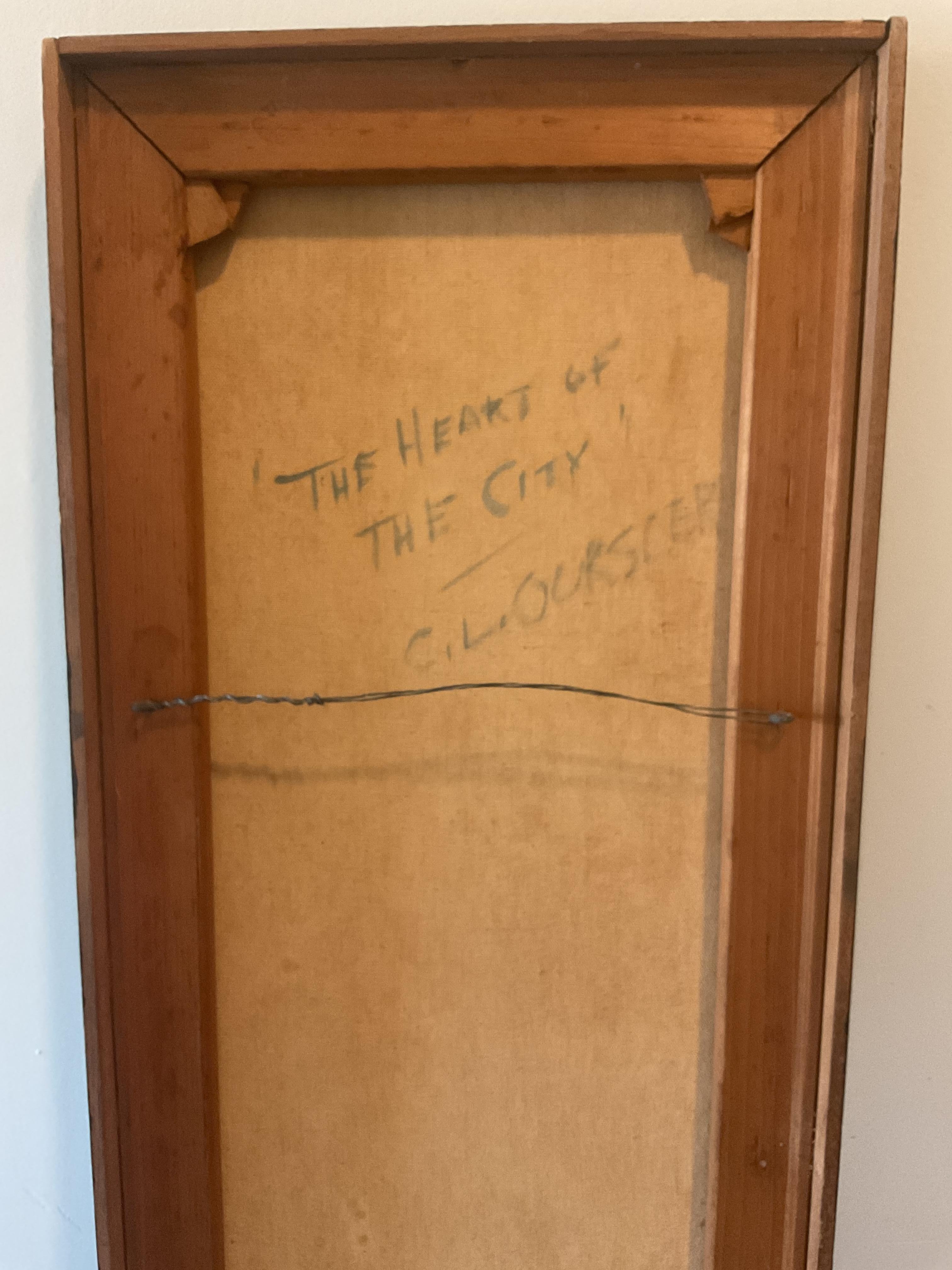 Powerful 1957 Modern Urban Abstract by Baltimore Artist - unusual vertical shape For Sale 2