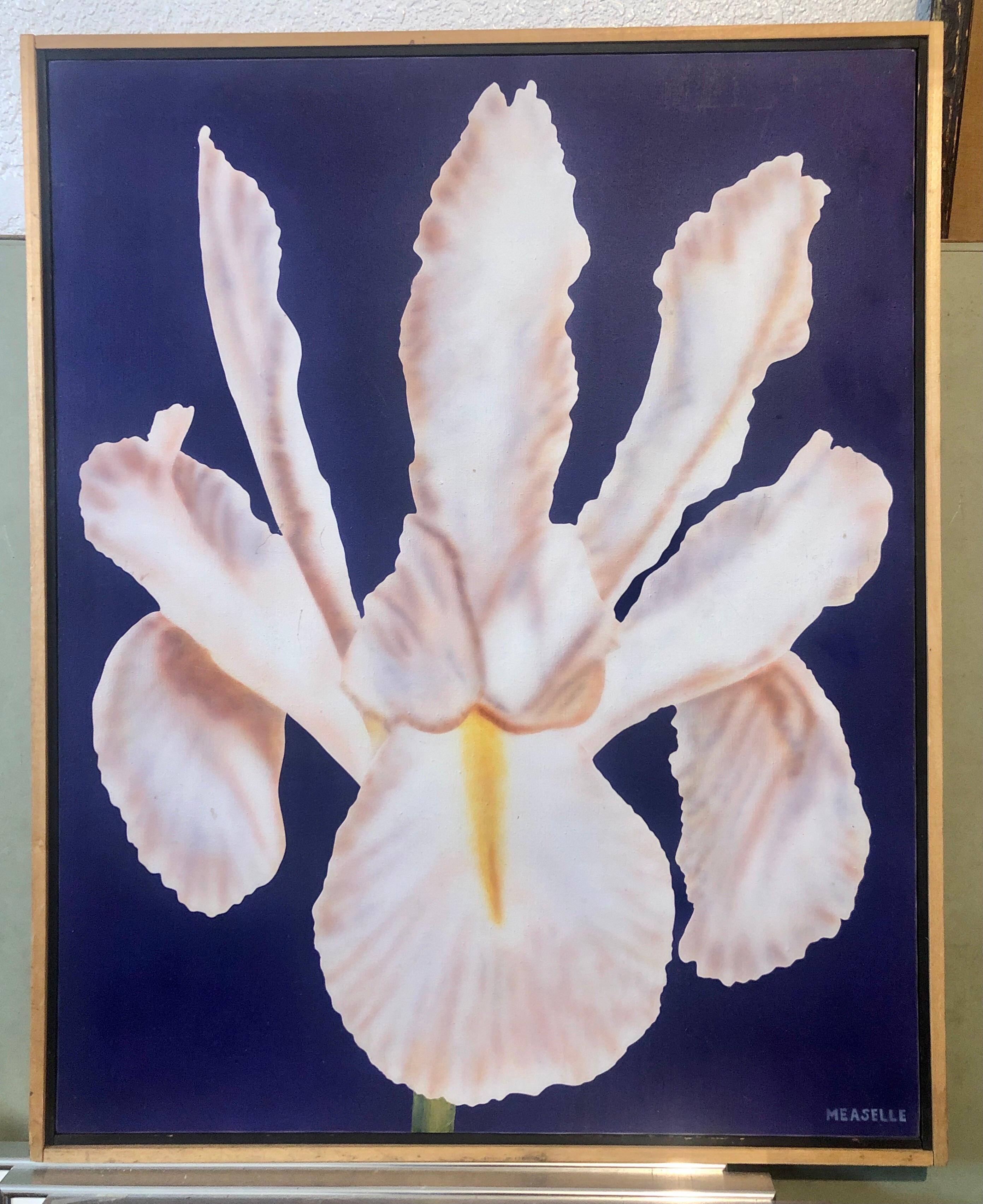 Fotorealismus Stillleben Acrylmalerei Blume Foto Realistische Orchidee, lebhaftes Blau im Angebot 5