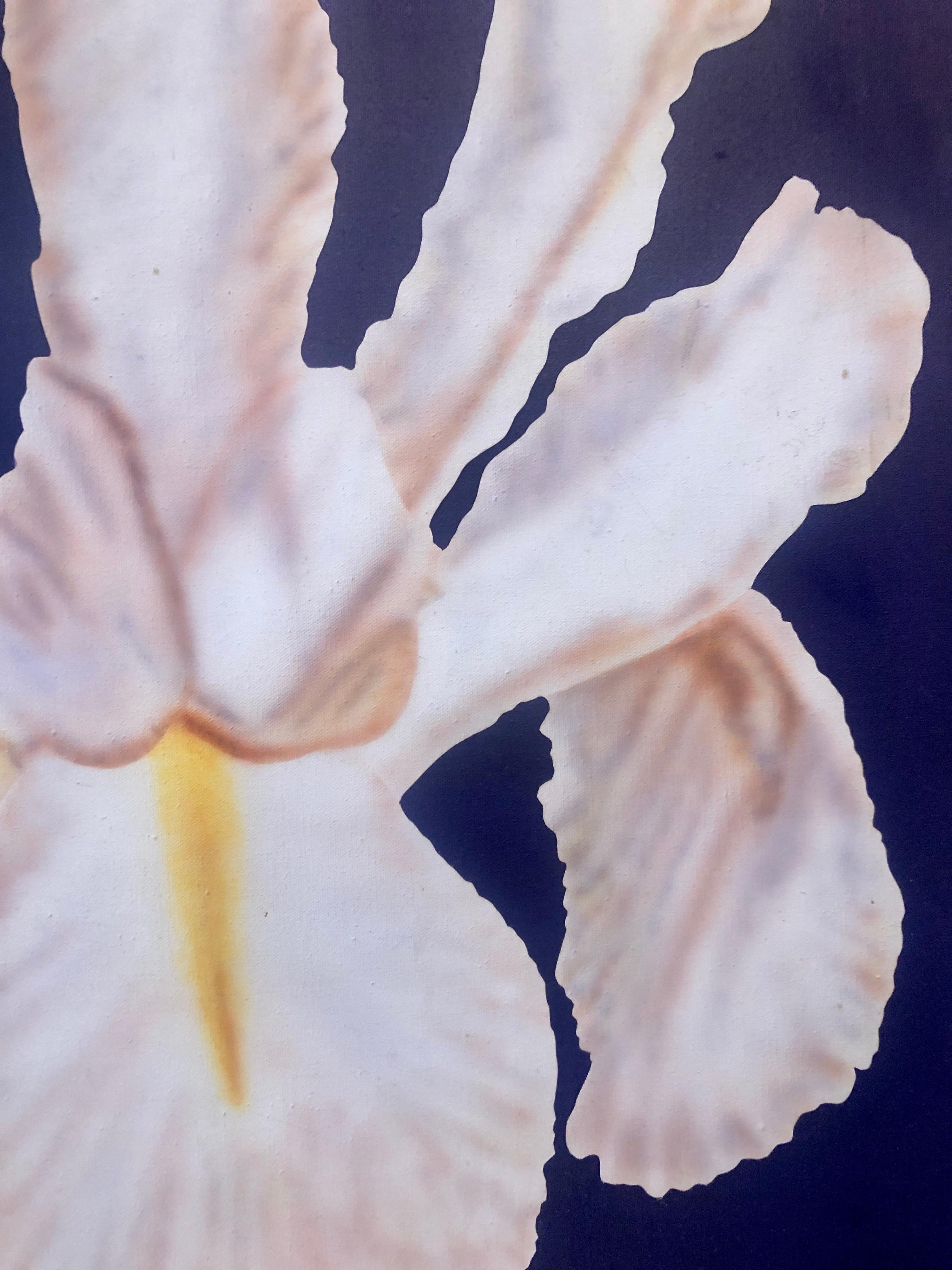 Photorealism Still Life Acrylic Painting Flower Photo Realist Orchid, Vivid Blue en vente 1