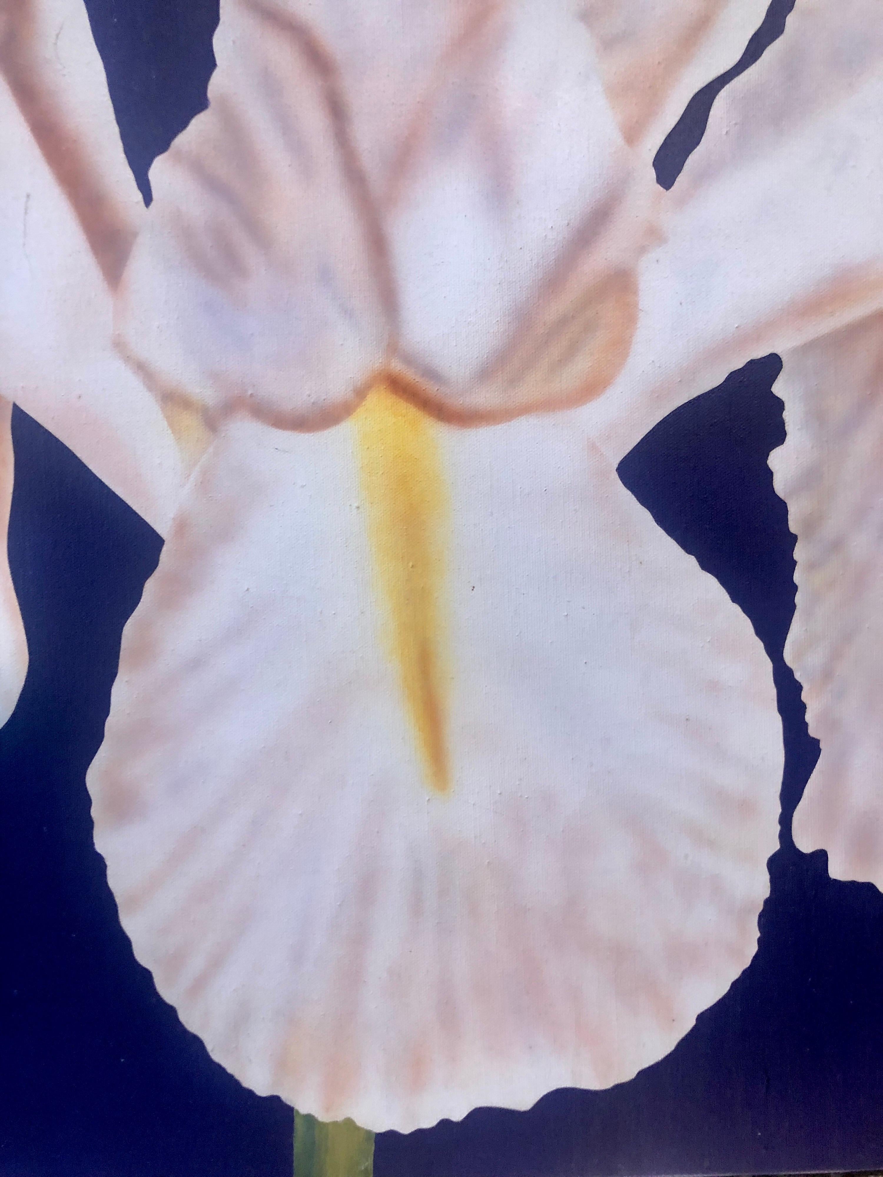 Photorealism Still Life Acrylic Painting Flower Photo Realist Orchid, Vivid Blue en vente 3