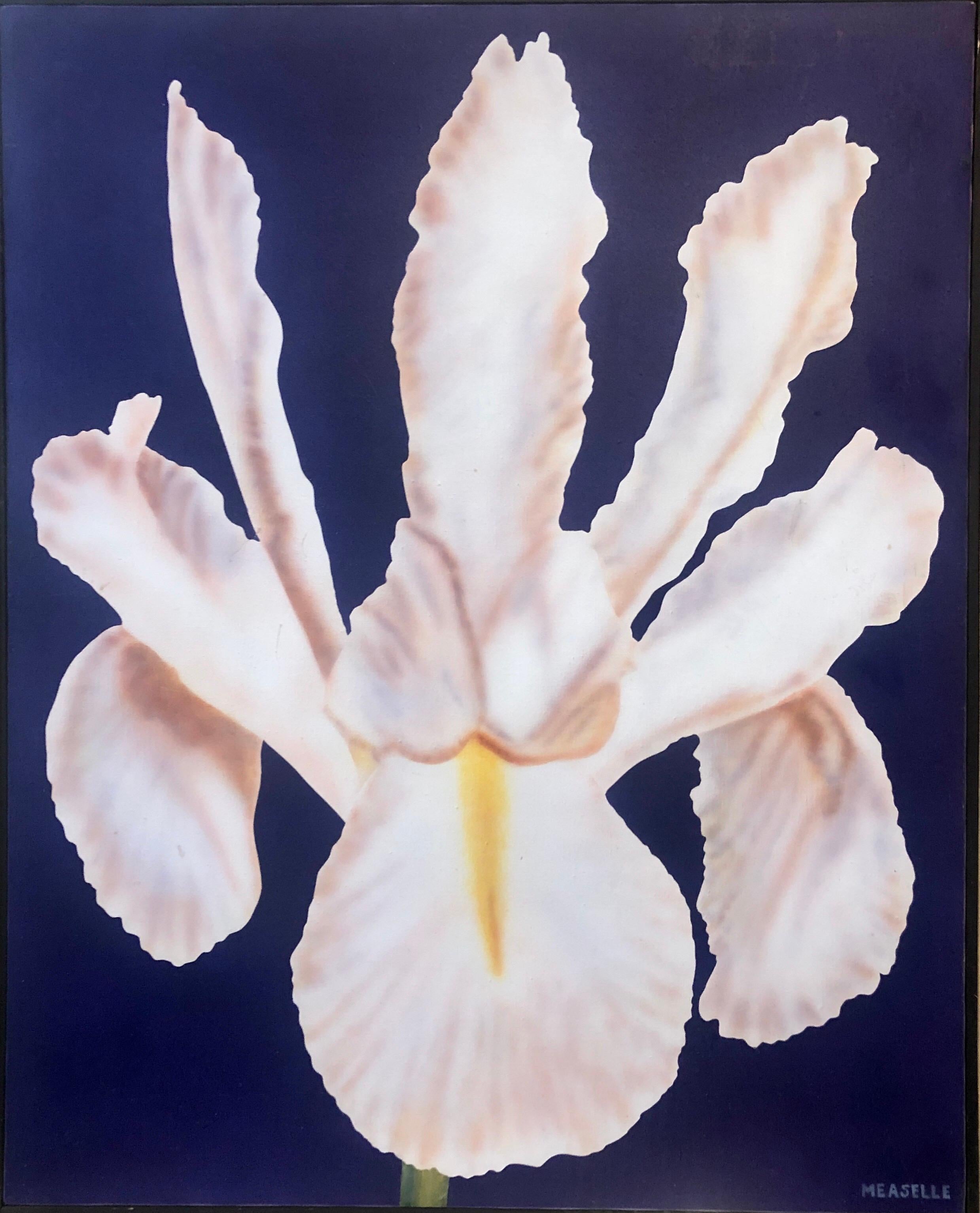 Photorealism Still Life Acrylic Painting Flower Photo Realist Orchid, Vivid Blue For Sale 3