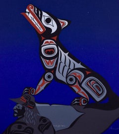 Midnight Wolf: A Limited Edition Clarence Mills Signed Haida Inuit Print