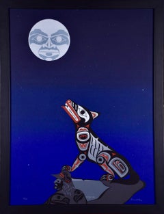 Midnight Wolf: A Limited Edition Clarence Mills Signed Haida Inuit Print