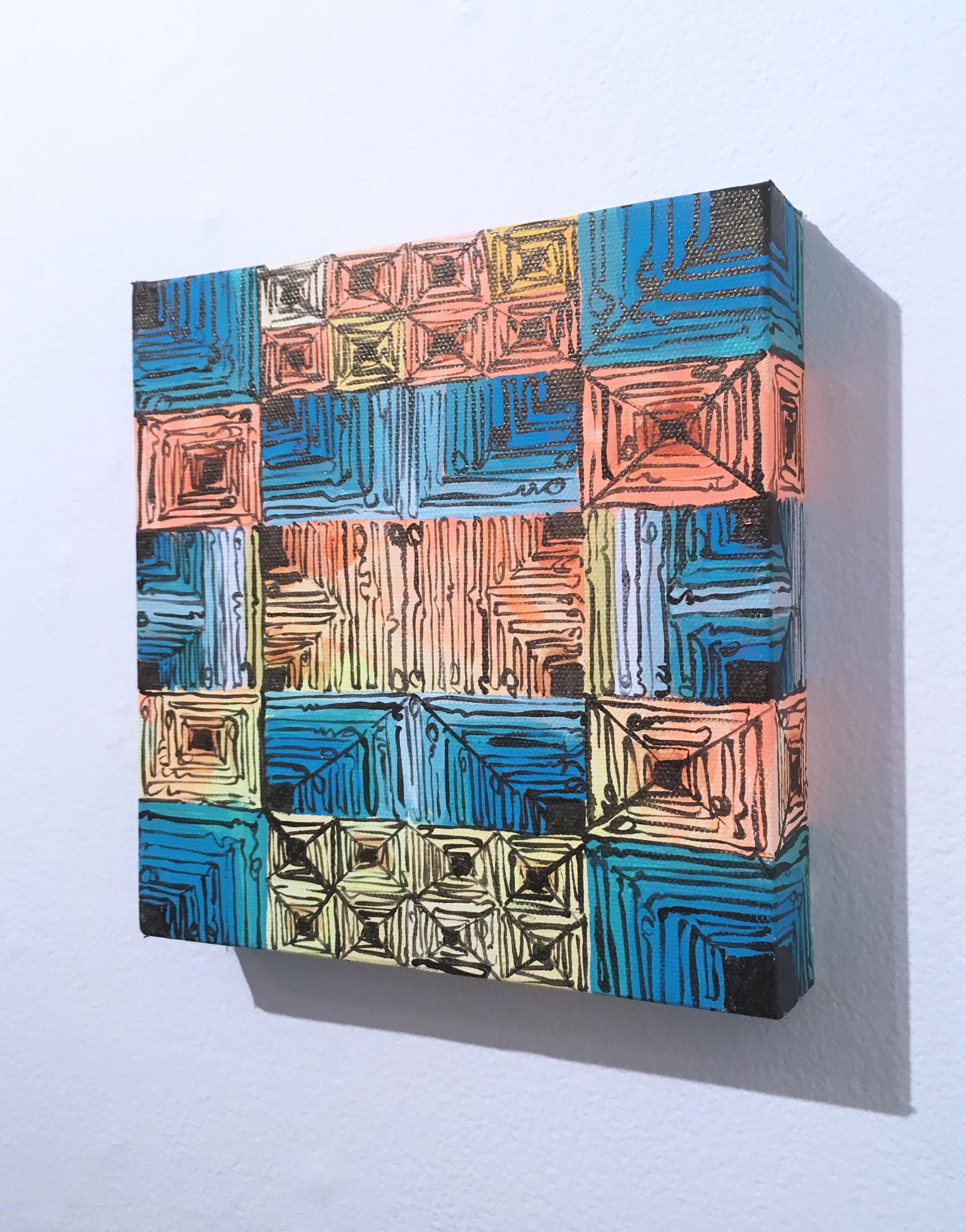 Maelstrom by graffiti & street artist Clarence Rich, bright, abstract geometric For Sale 1