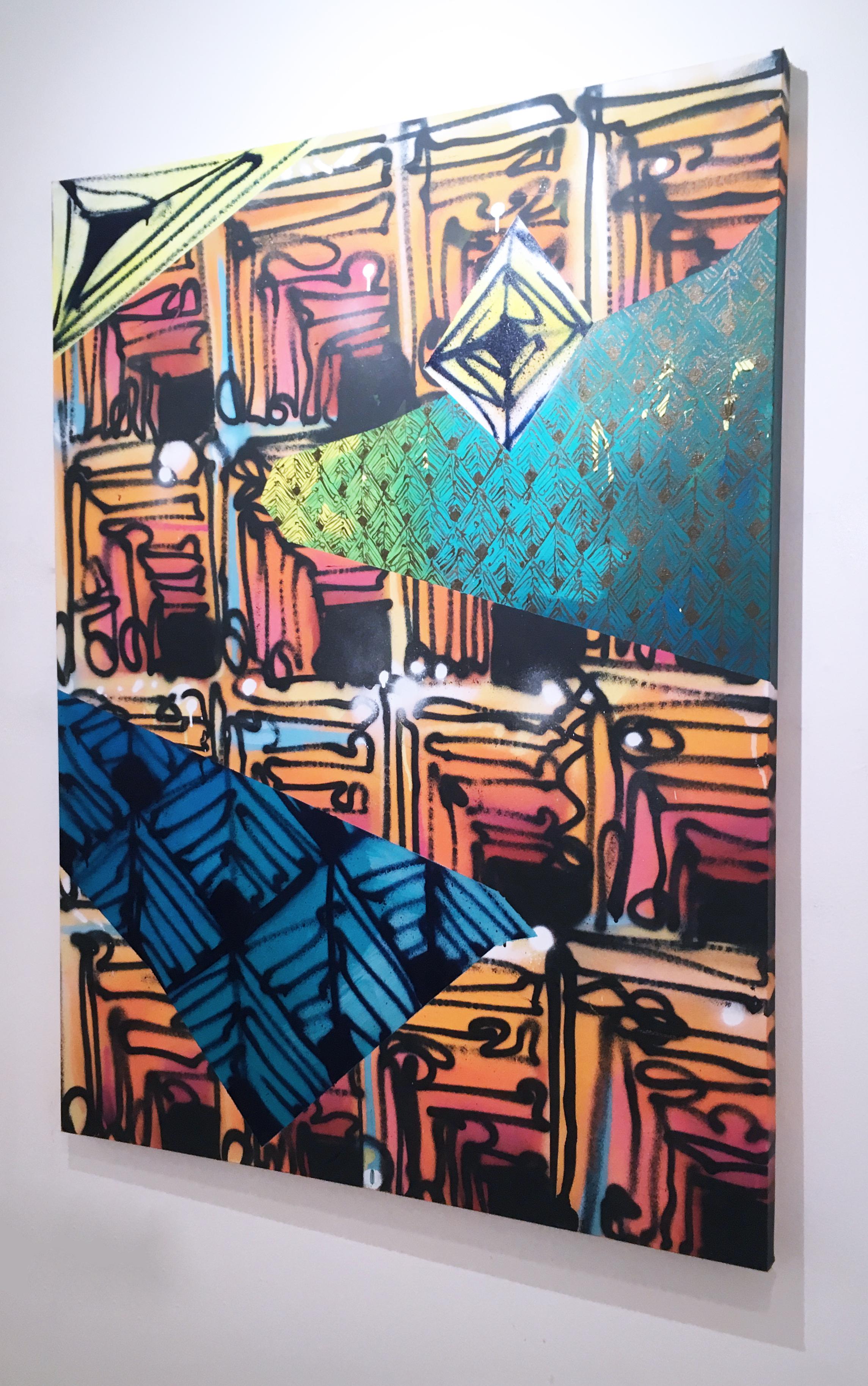 Maelstrom X des Straßenkünstlers Clarence Rich, abstraktes geometrisches, sich wiederholendes Muster im Angebot 3
