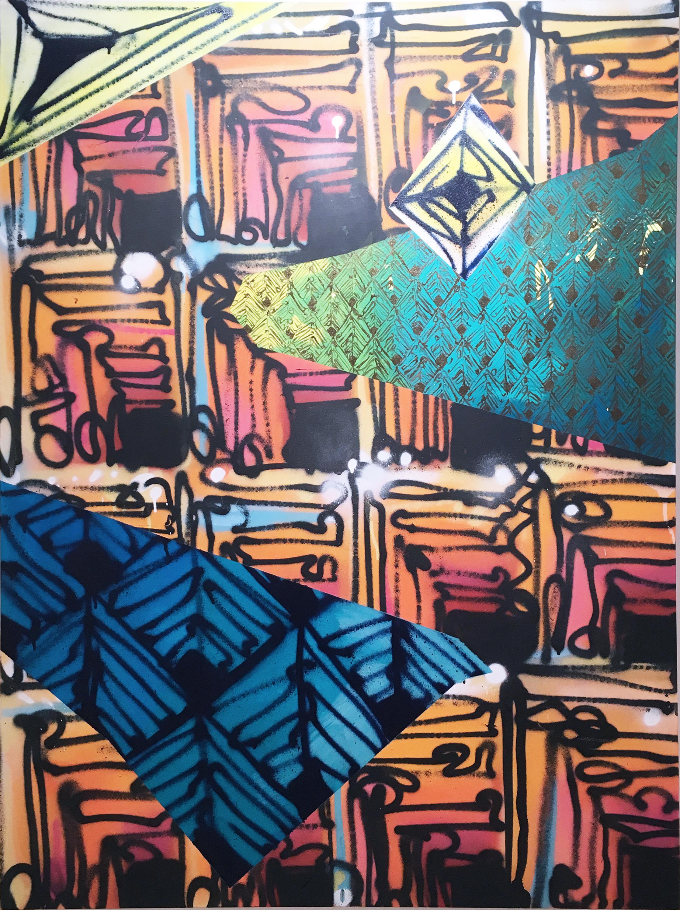 Maelstrom X de l'artiste de rue Clarence Rich, motif géométrique abstrait à répétition abstraite
