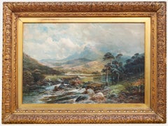 Clarence Roe (1870-1909) - Grande huile de la fin du XIXe siècle, scène des Highlands écossais